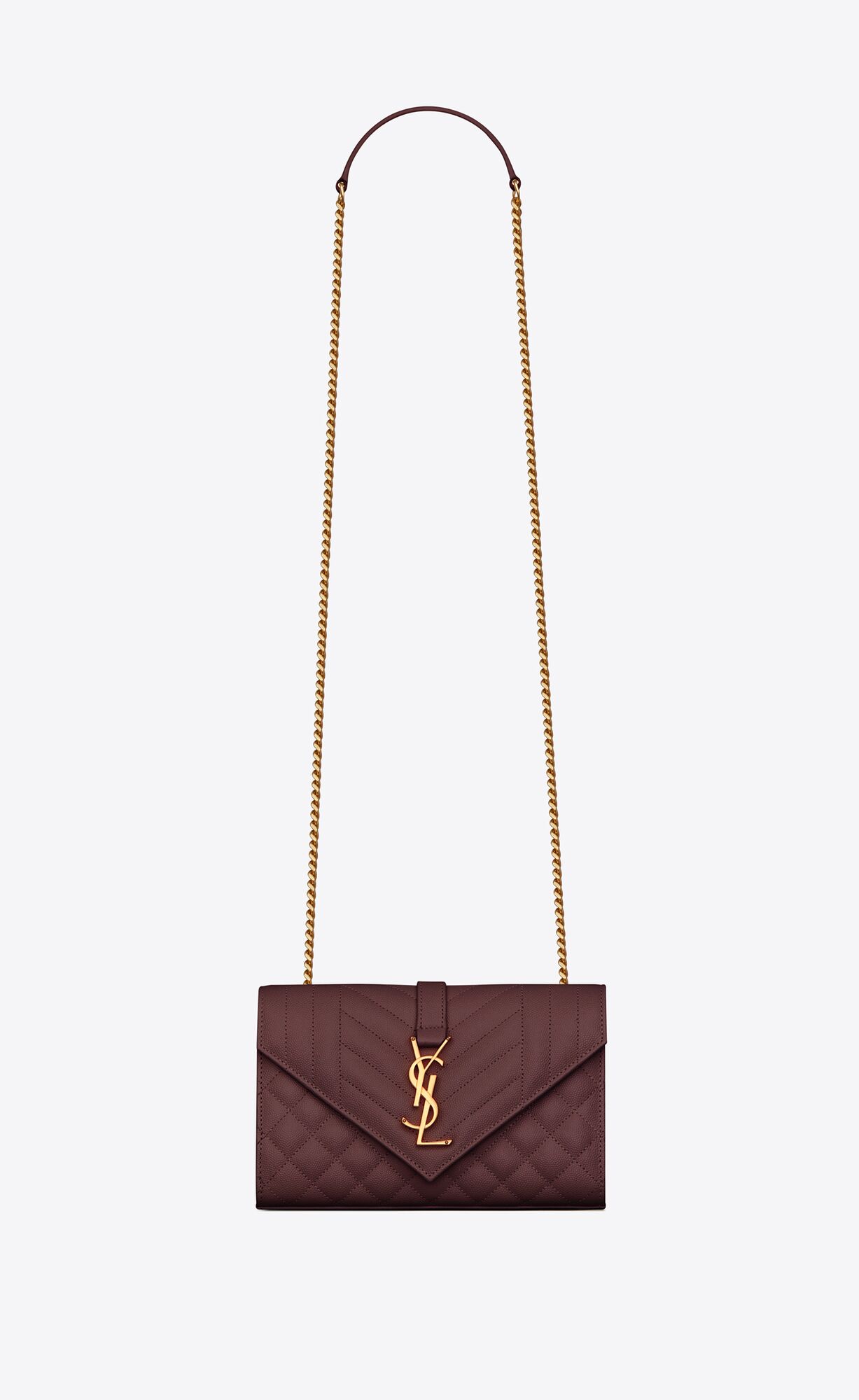 YSL Envelope Small Bag In Mix Matelassé Grain De Poudre Embossed Kozene Tmavo Červené | 38571-TSDH