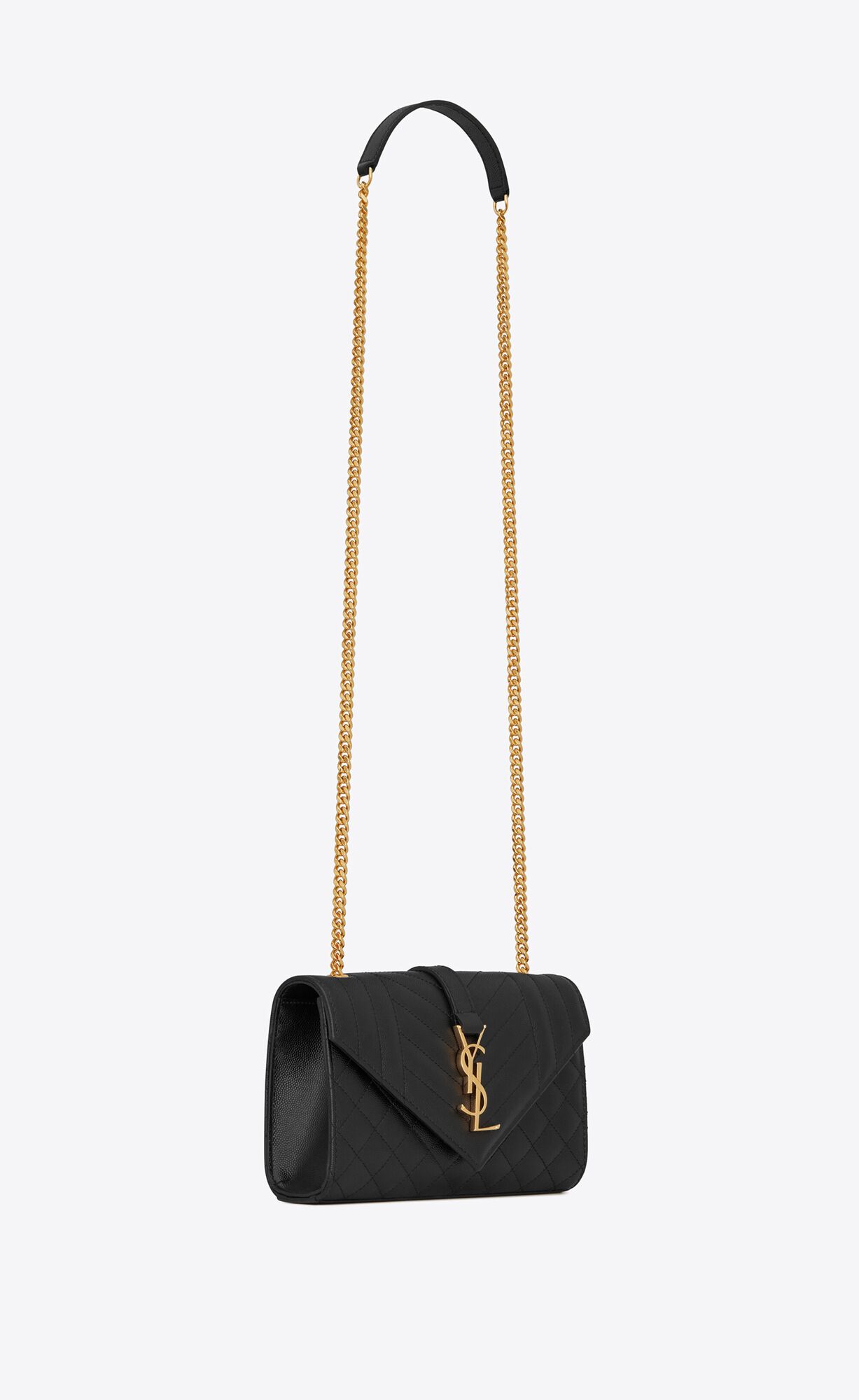 YSL Envelope Small Bag In Mix Matelassé Grain De Poudre Embossed Kozene Noir | 51328-KPAZ