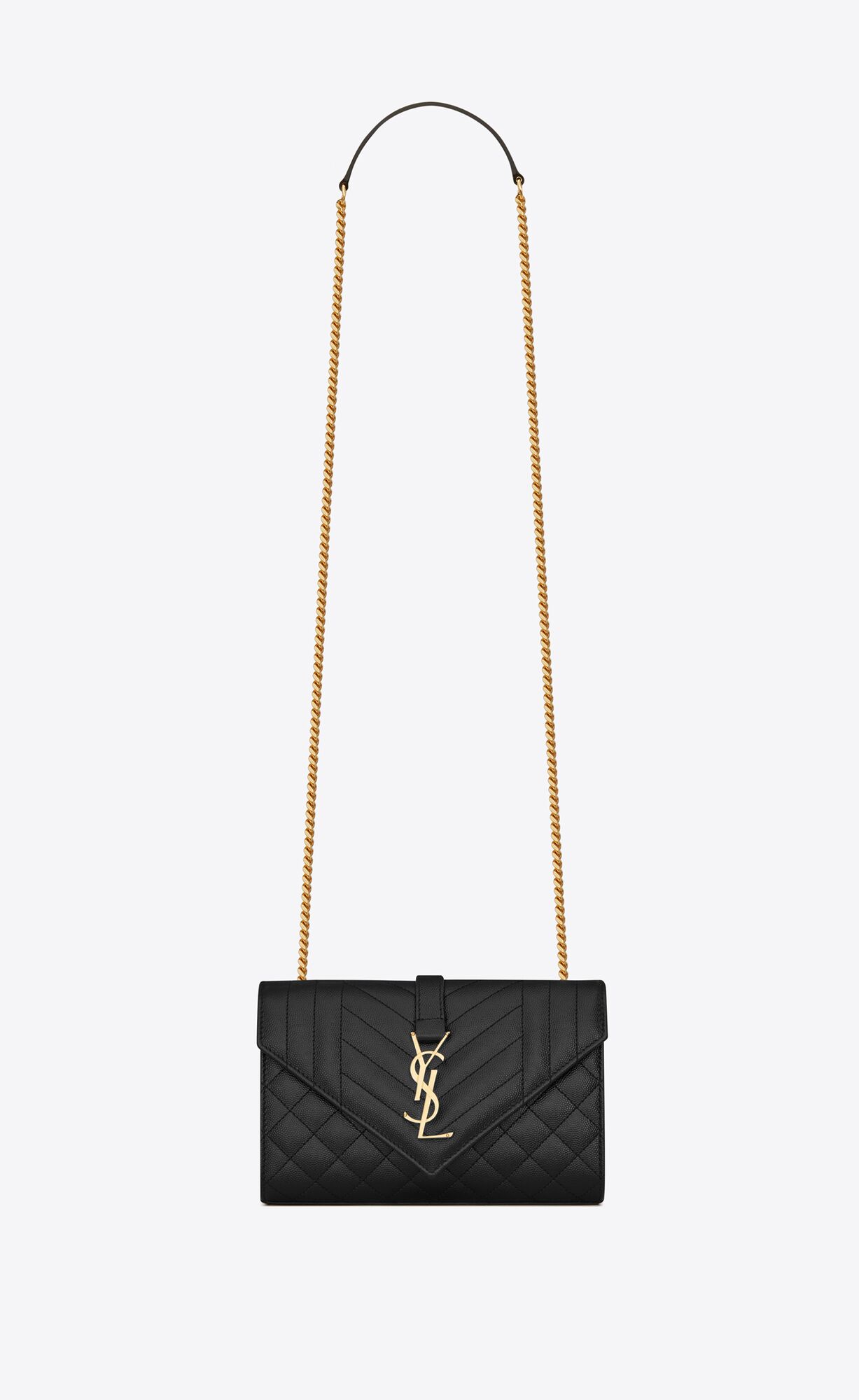 YSL Envelope Small Bag In Mix Matelassé Grain De Poudre Embossed Kozene Noir | 51328-KPAZ