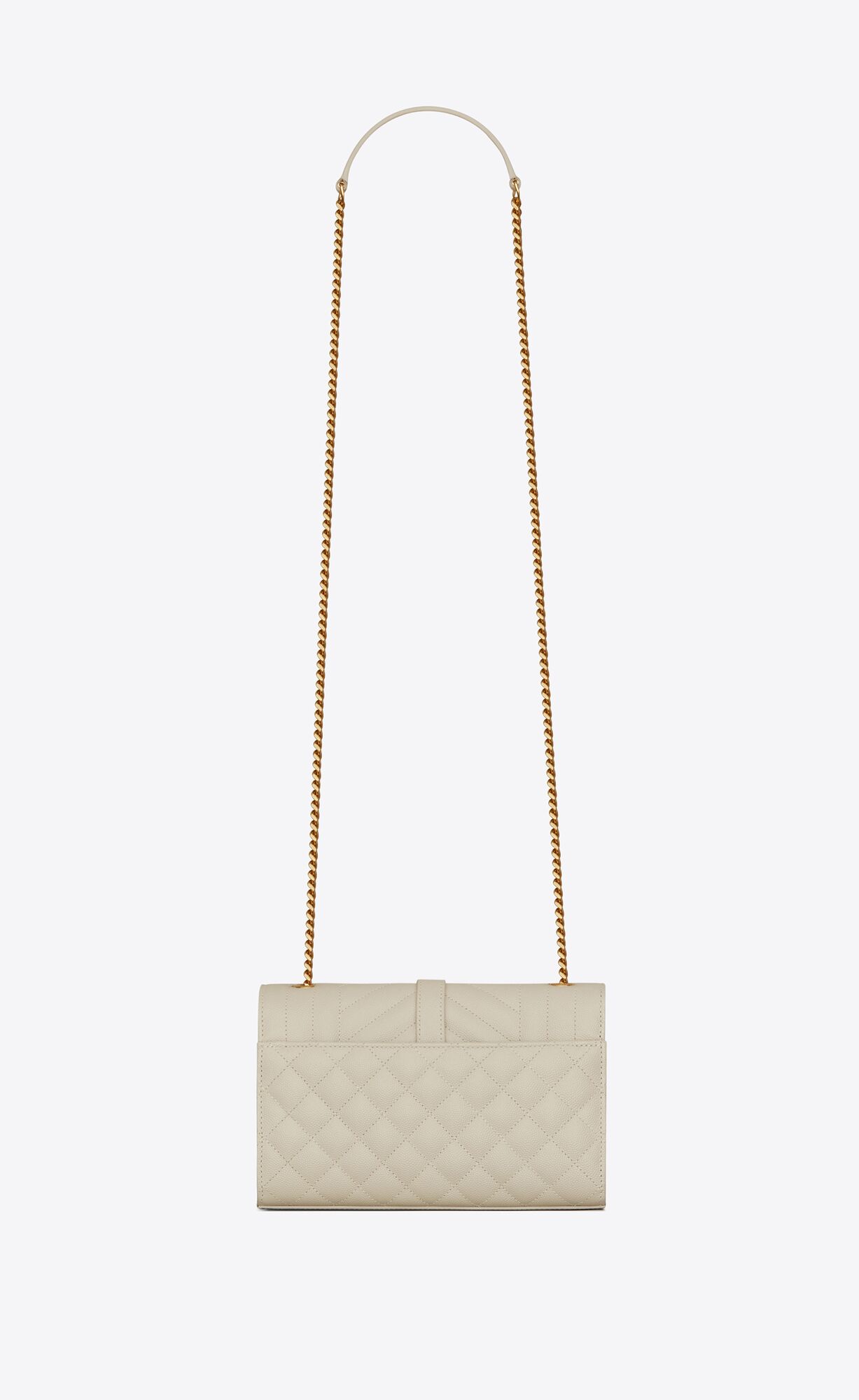 YSL Envelope Small Bag In Mix Matelassé Grain De Poudre Embossed Kozene Blanc Vintage | 75893-SMVL