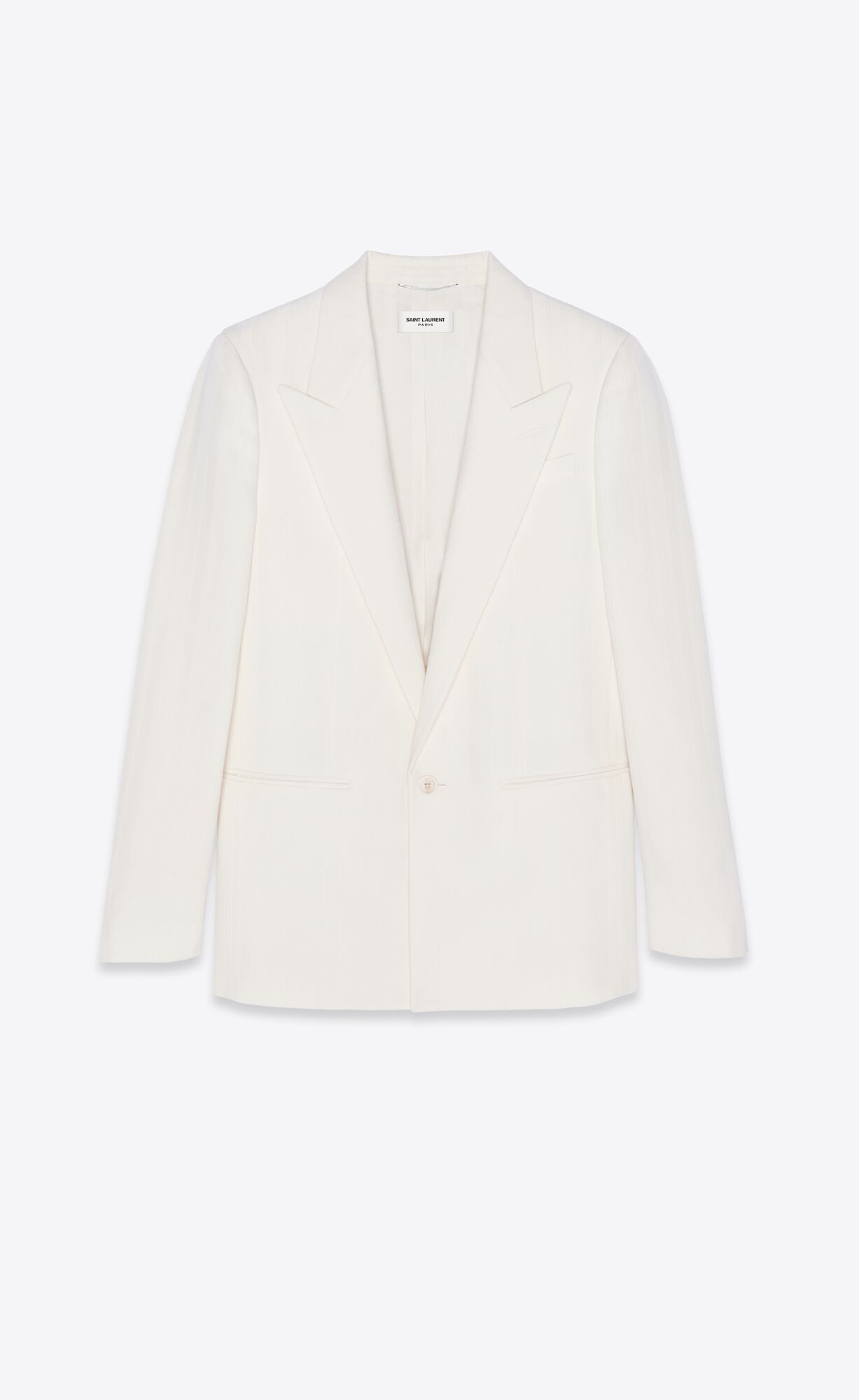 YSL Fitted Single-breasted Jacket In Pruhované Vlna Craie | 17492-LMQG