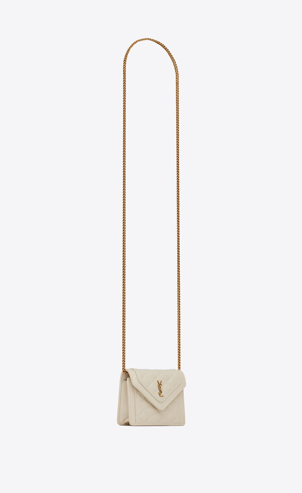 YSL Gaby Micro Bag In Prešívané Lambskin Blanc Vintage | 41573-MEAT