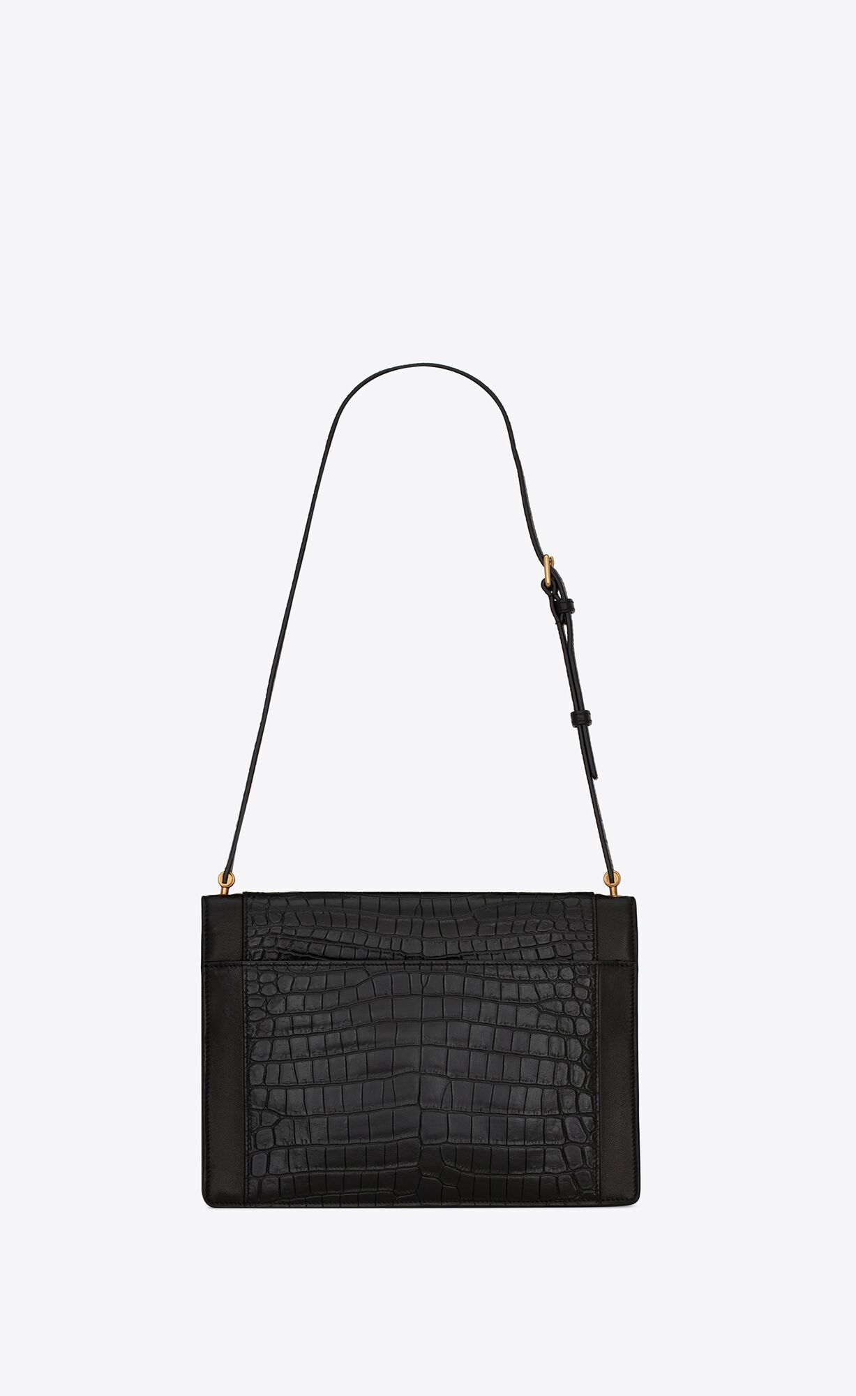 YSL Gaby Satchel In Crocodile-embossed Lacquered Kozene And Lambskin Noir | 32947-AJFO