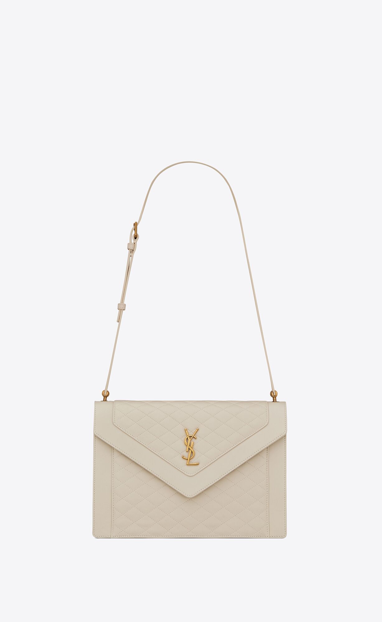 YSL Gaby Satchel In Prešívané Lambskin Blanc Vintage | 92861-JYQG