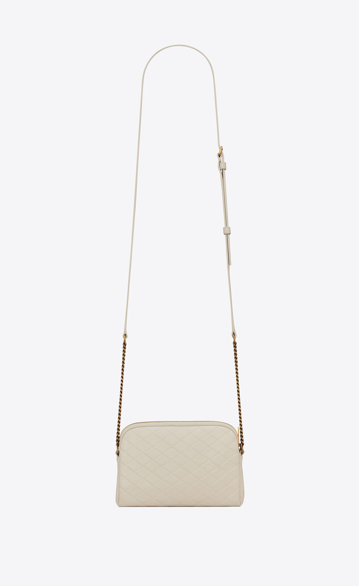 YSL Gaby Zipped Pouch In Prešívané Lambskin Blanc Vintage | 01369-QSET