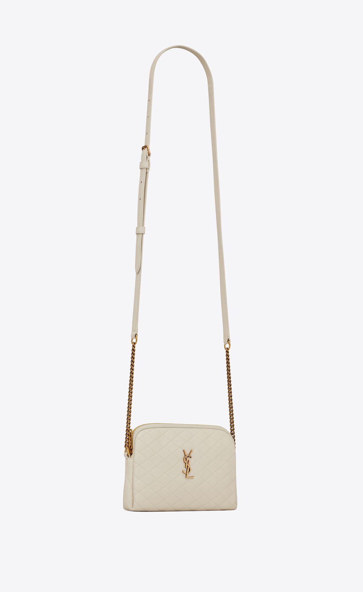 YSL Gaby Zipped Pouch In Prešívané Lambskin Blanc Vintage | 01369-QSET