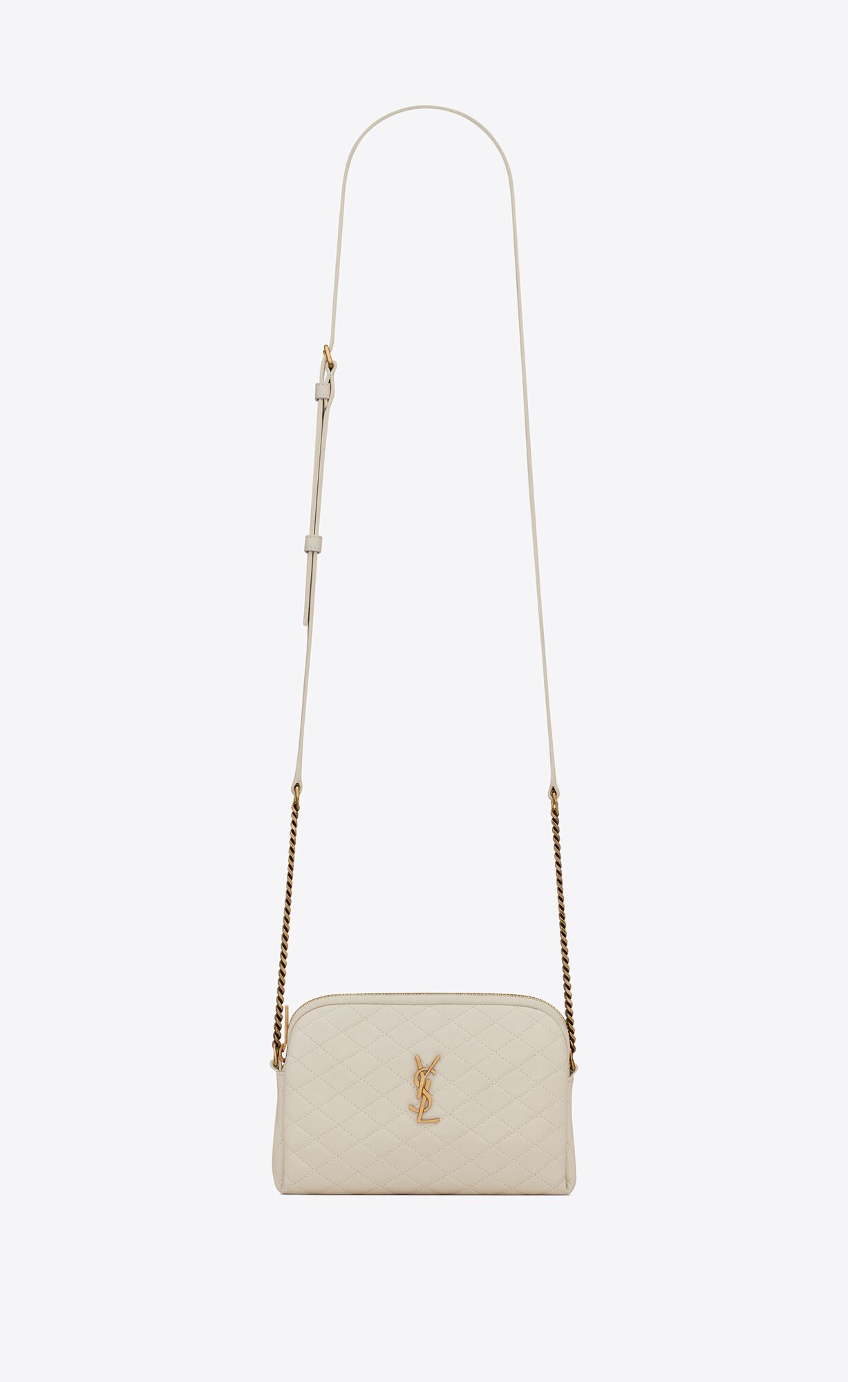 YSL Gaby Zipped Pouch In Prešívané Lambskin Blanc Vintage | 01369-QSET