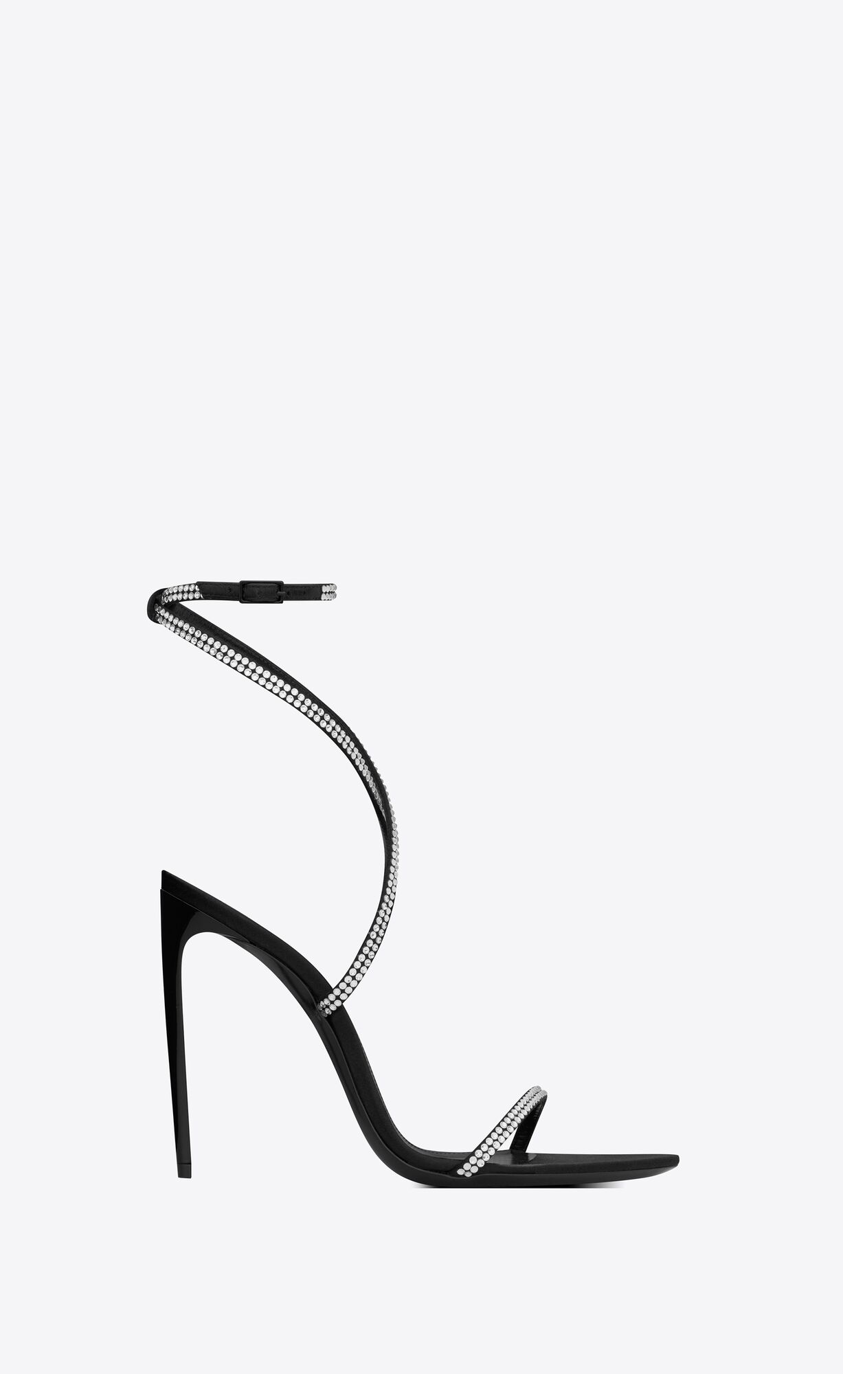 YSL Georgia Sandals In Crepe Satin With Rhinestones Čierne | 59127-BRWC