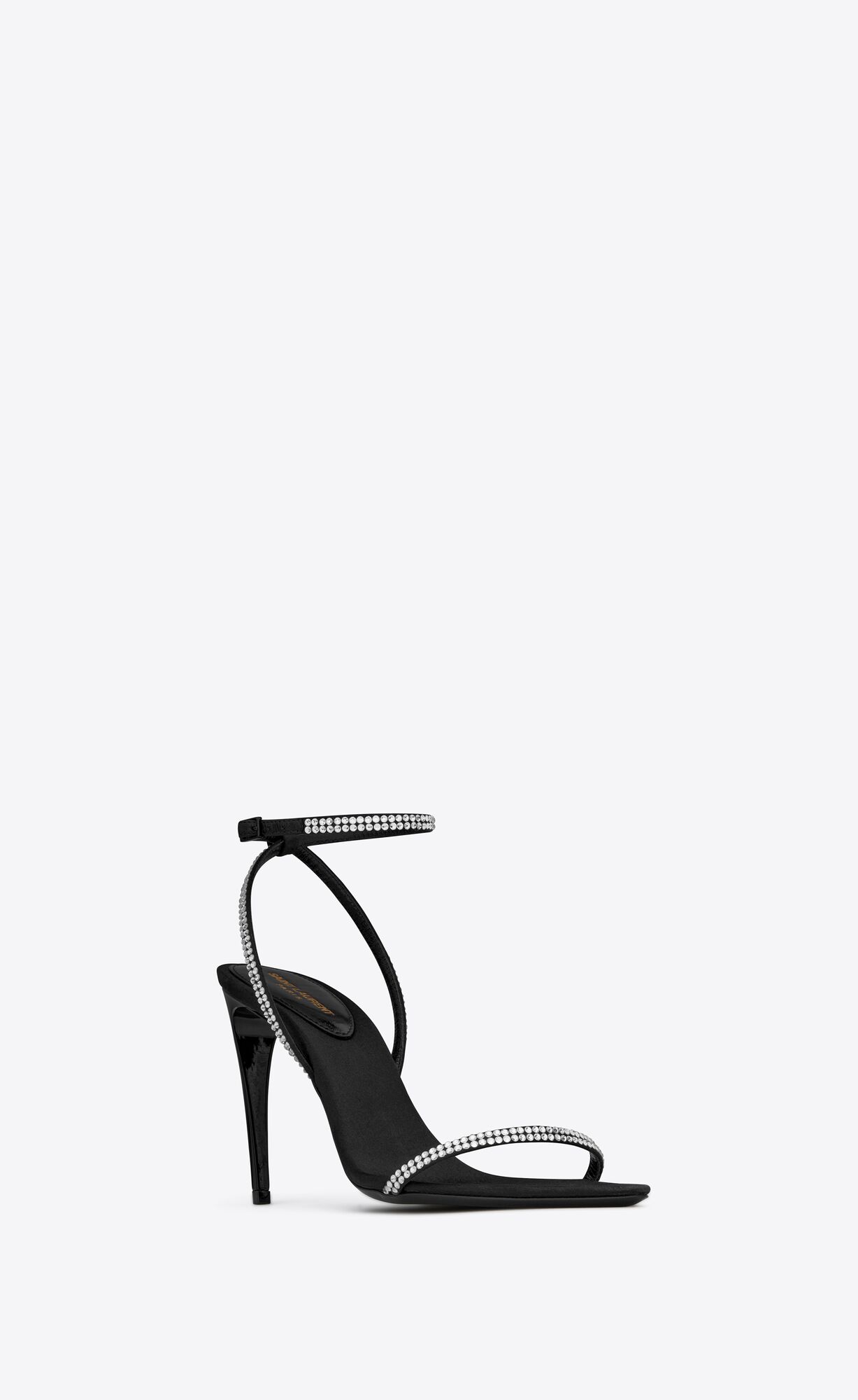 YSL Georgia Sandals In Crepe Satin With Rhinestones Čierne | 69702-ZXEP