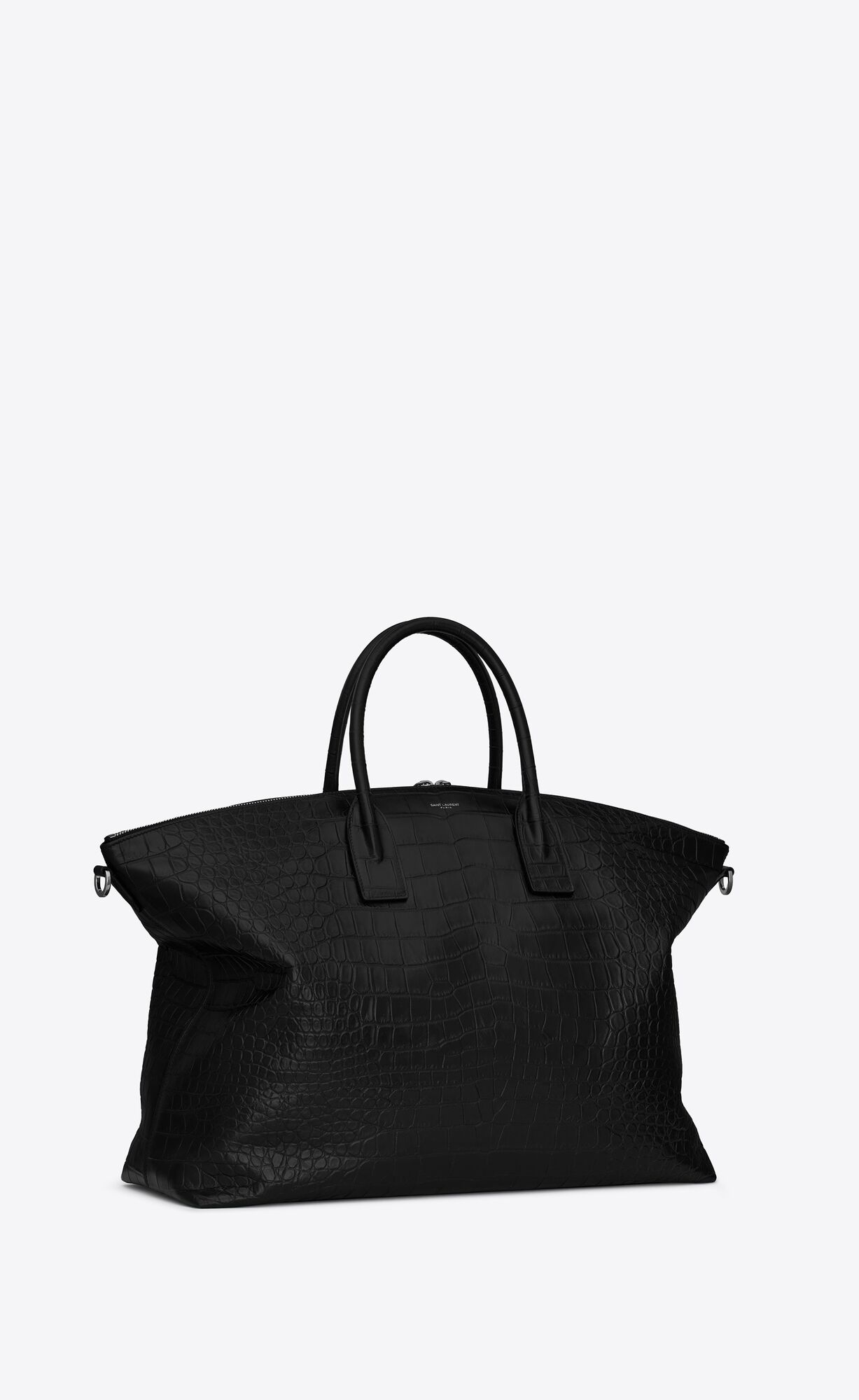 YSL Giant Bowling Bag In Crocodile-embossed Kozene Čierne | 36150-UHWT