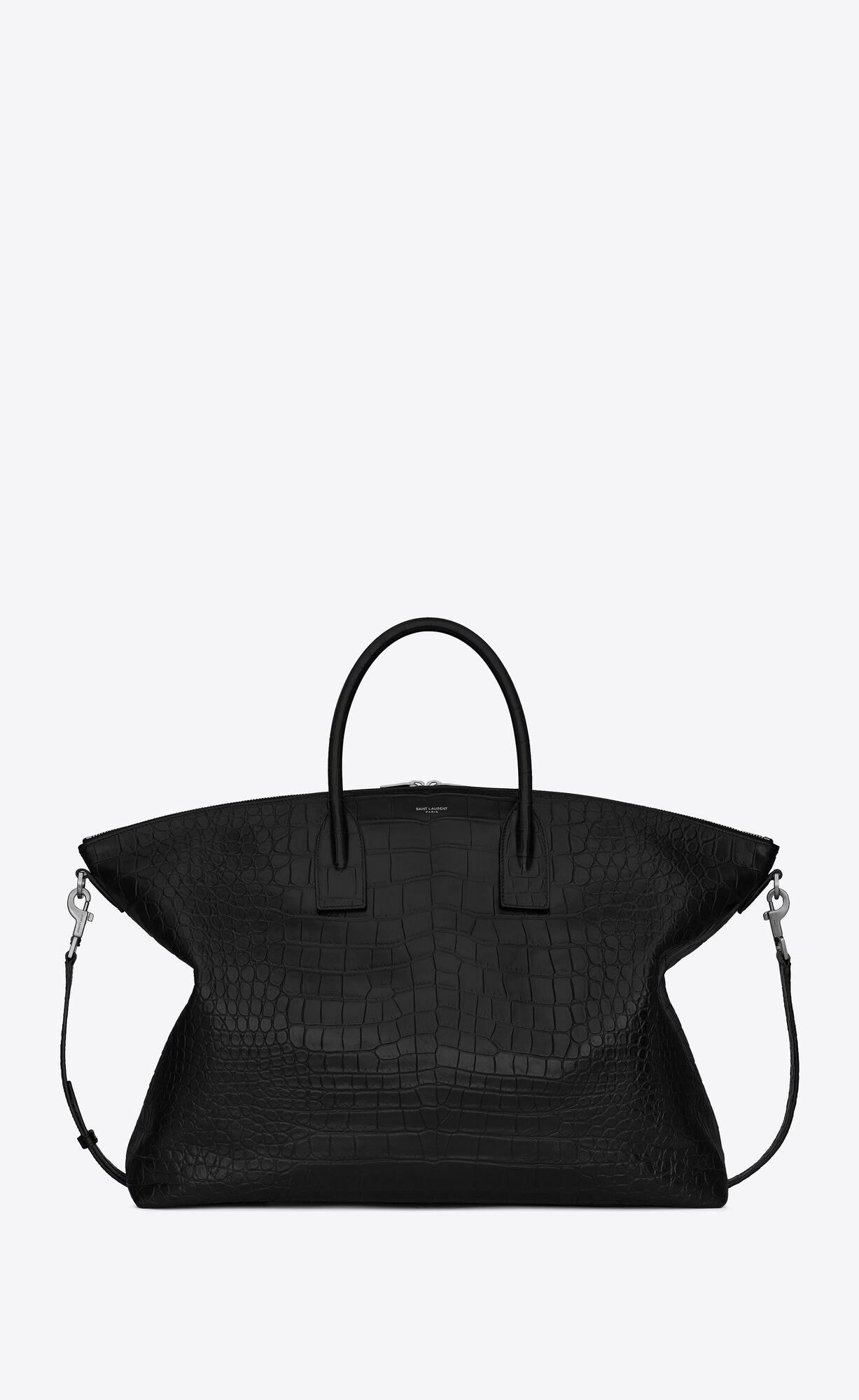 YSL Giant Bowling Bag In Crocodile-embossed Kozene Čierne | 36150-UHWT