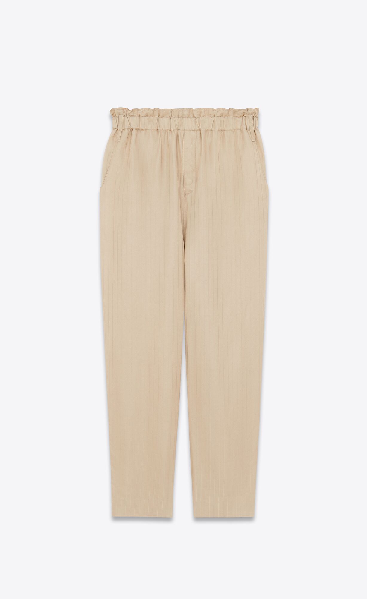 YSL High-waisted Pants In Matte And Shiny Pruhované Silk Sable | 01374-WIAC