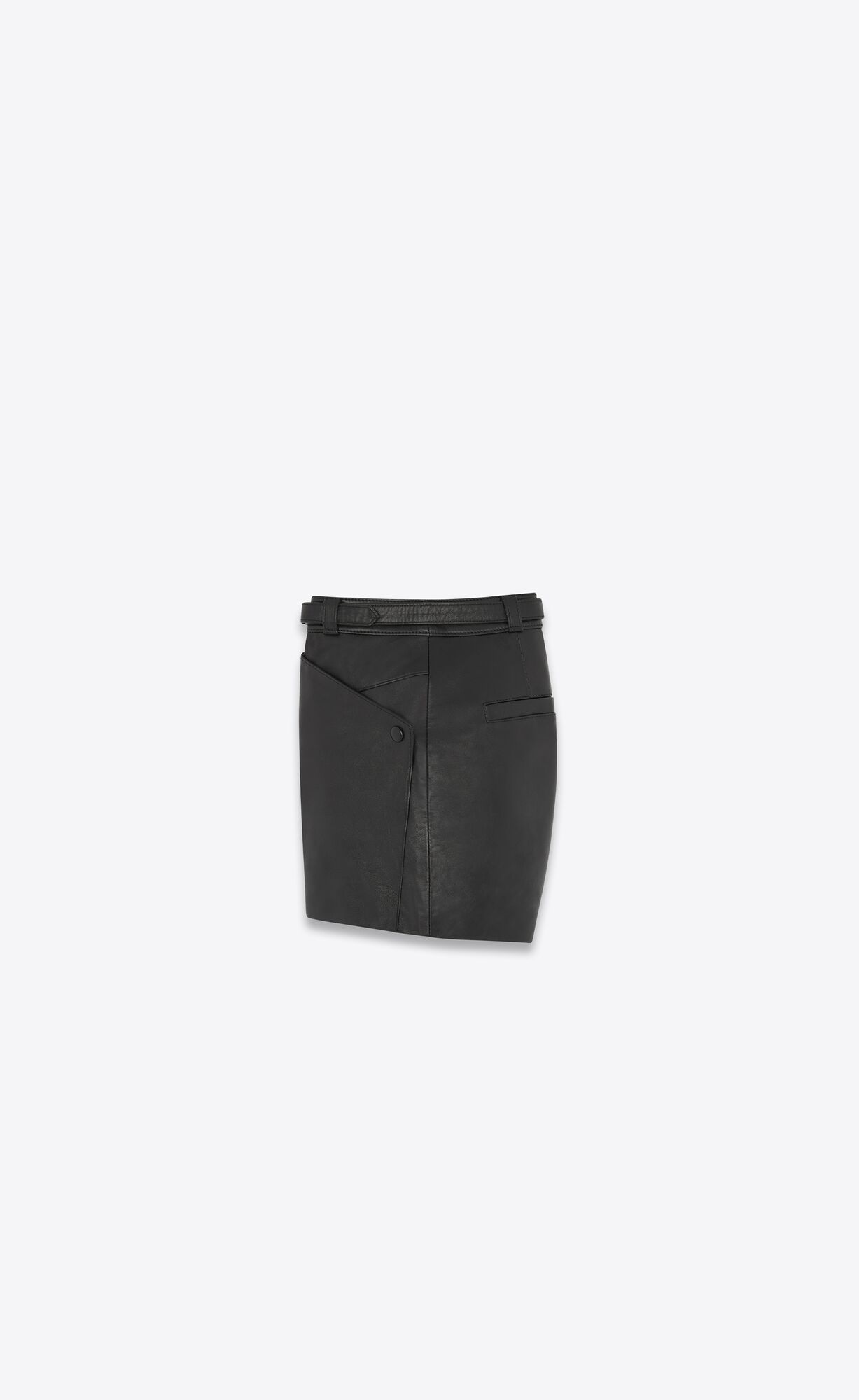 YSL High-waisted Shorts In Lambskin Noir | 81397-DTOS