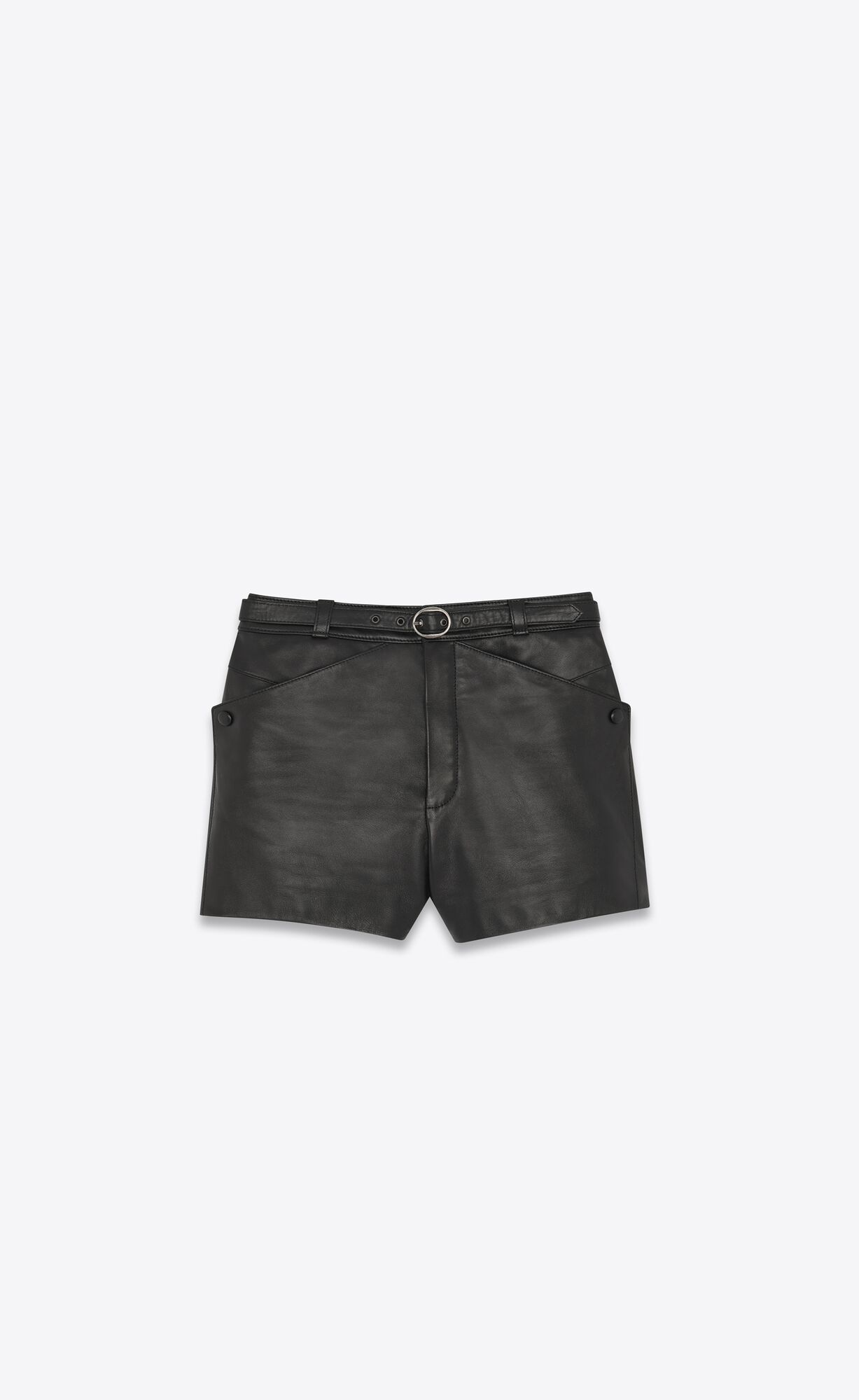 YSL High-waisted Shorts In Lambskin Noir | 81397-DTOS