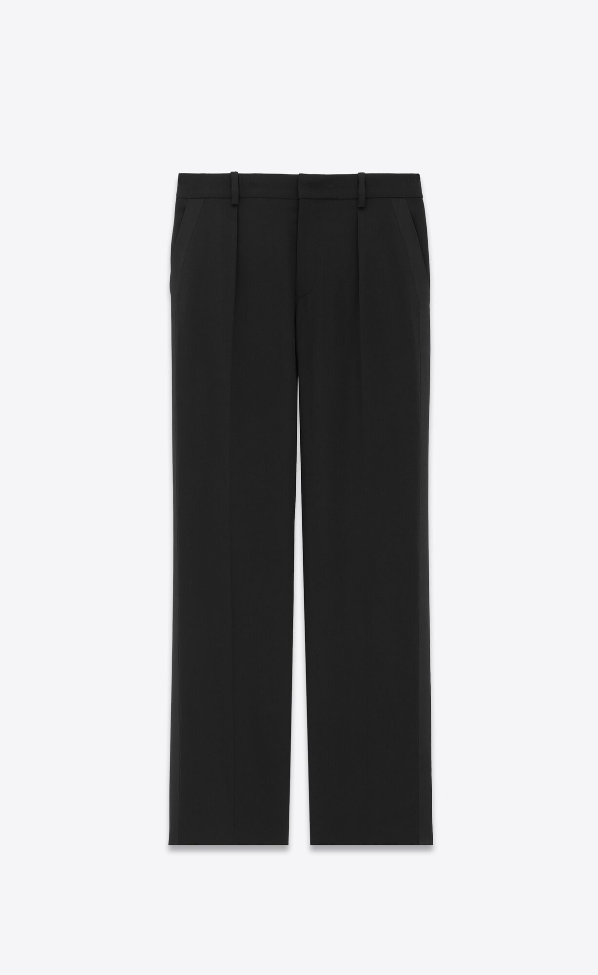 YSL High-waisted Tuxedo Pants In Grain De Poudre Čierne | 18326-DNQL