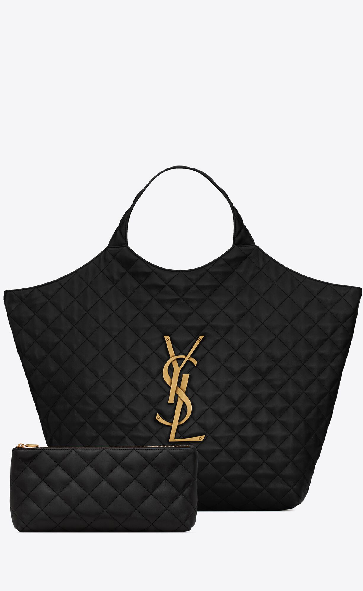 YSL Icare Maxi Shopping Bag In Prešívané Lambskin Čierne | 24639-AZYV