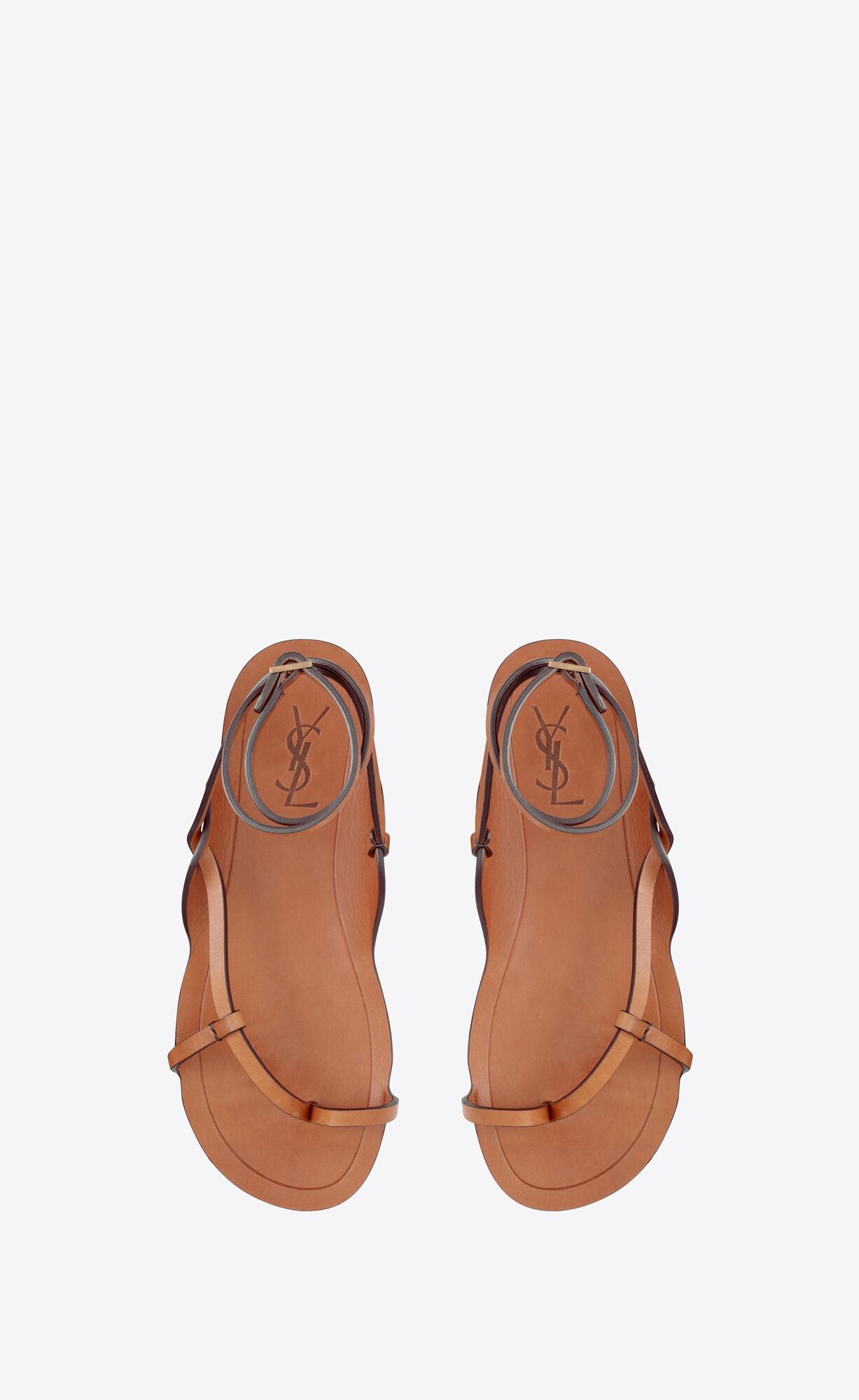 YSL Isla Balerinky Sandals In Smooth Kozene Cuoio | 79314-MCGV