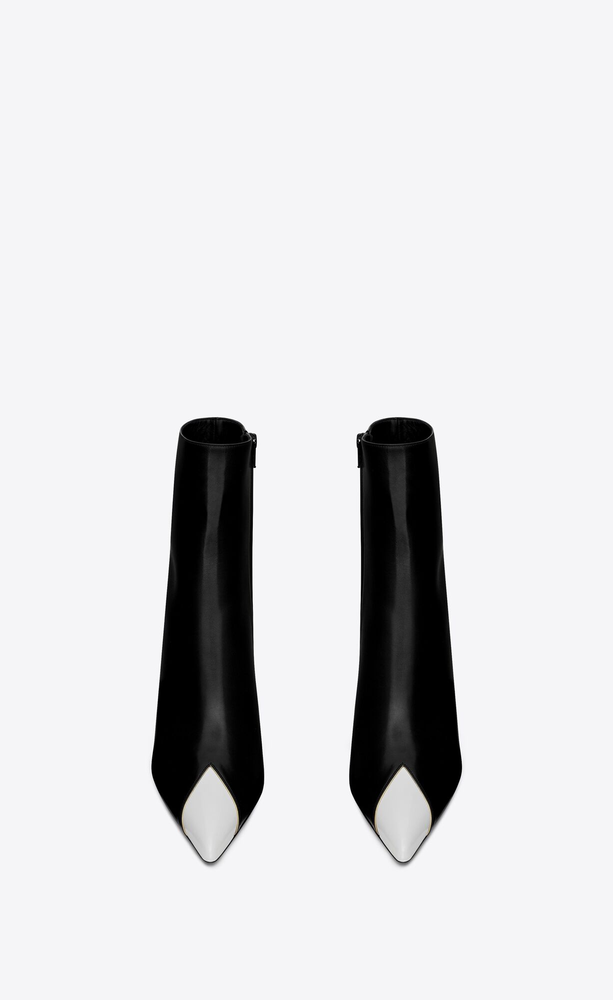 YSL Jam Zipped Boots In Shiny Kozene Noir, Blanc Optique Et Or | 40587-ELAX