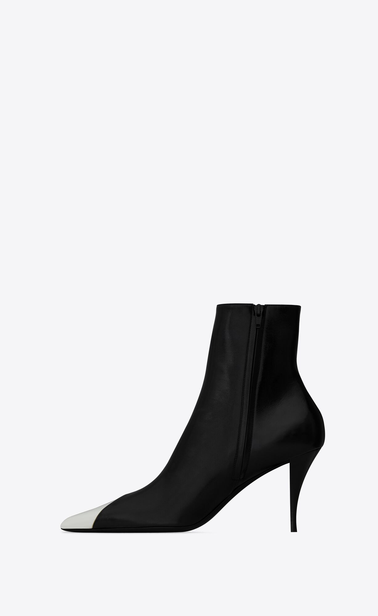 YSL Jam Zipped Boots In Shiny Kozene Noir, Blanc Optique Et Or | 40587-ELAX