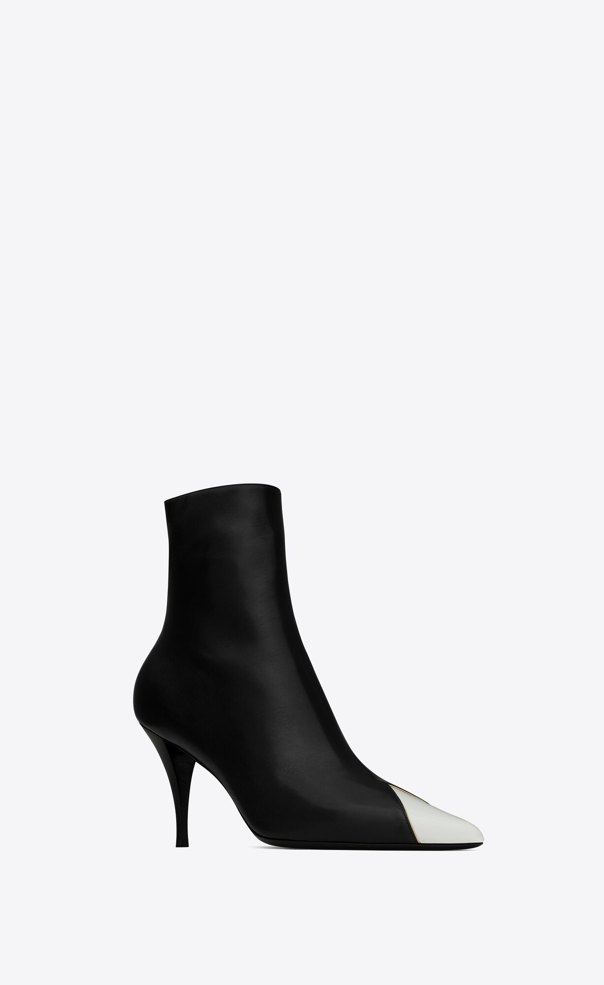 YSL Jam Zipped Boots In Shiny Kozene Noir, Blanc Optique Et Or | 40587-ELAX