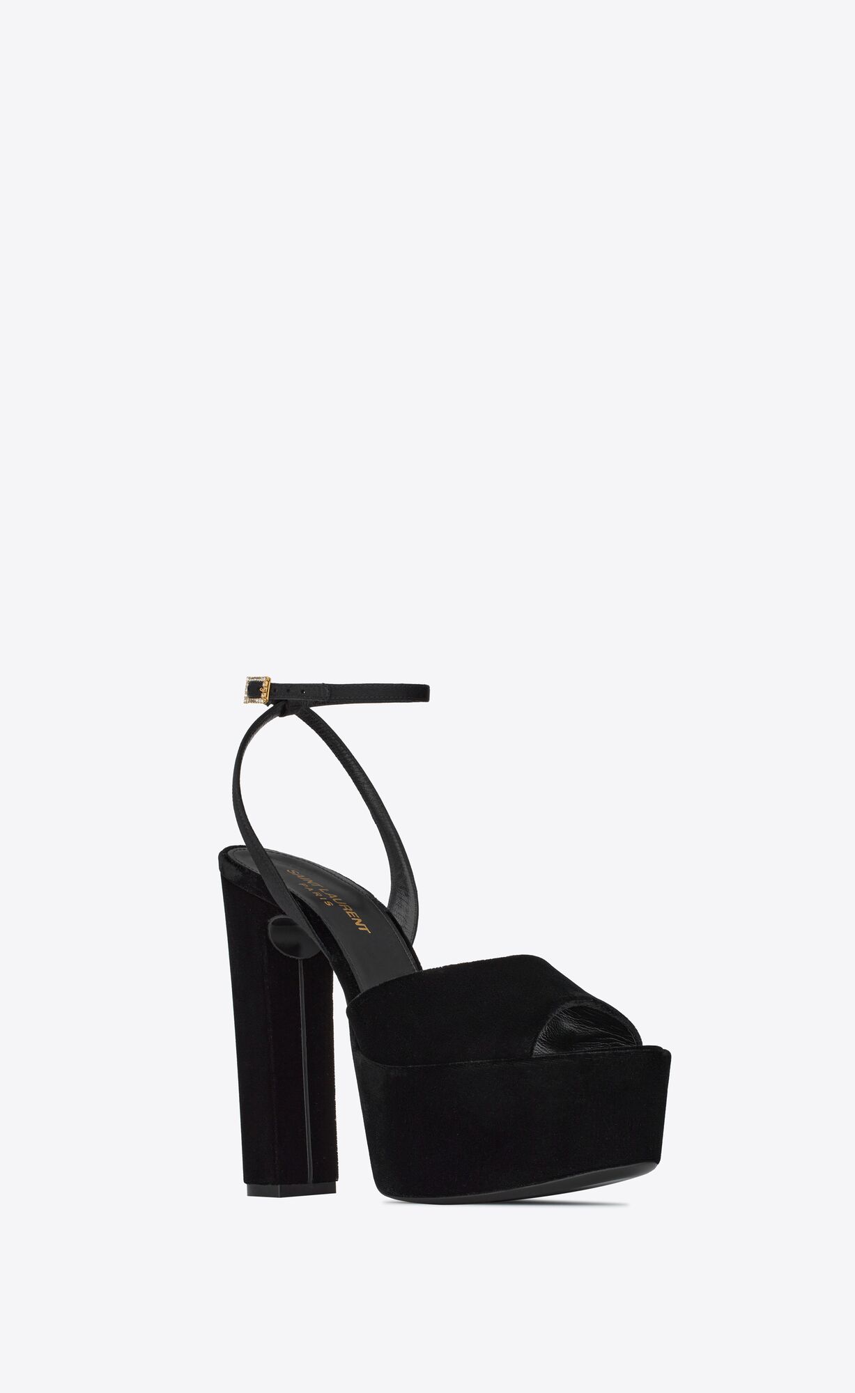 YSL Jodie Platforme Sandals In Velvet Čierne | 37629-ZNAQ