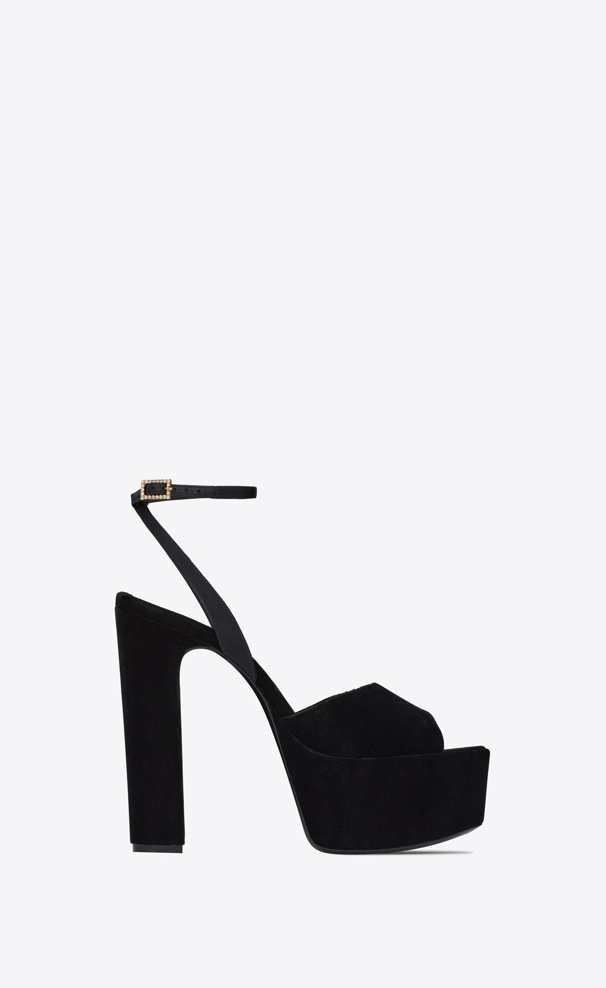 YSL Jodie Platforme Sandals In Velvet Čierne | 37629-ZNAQ