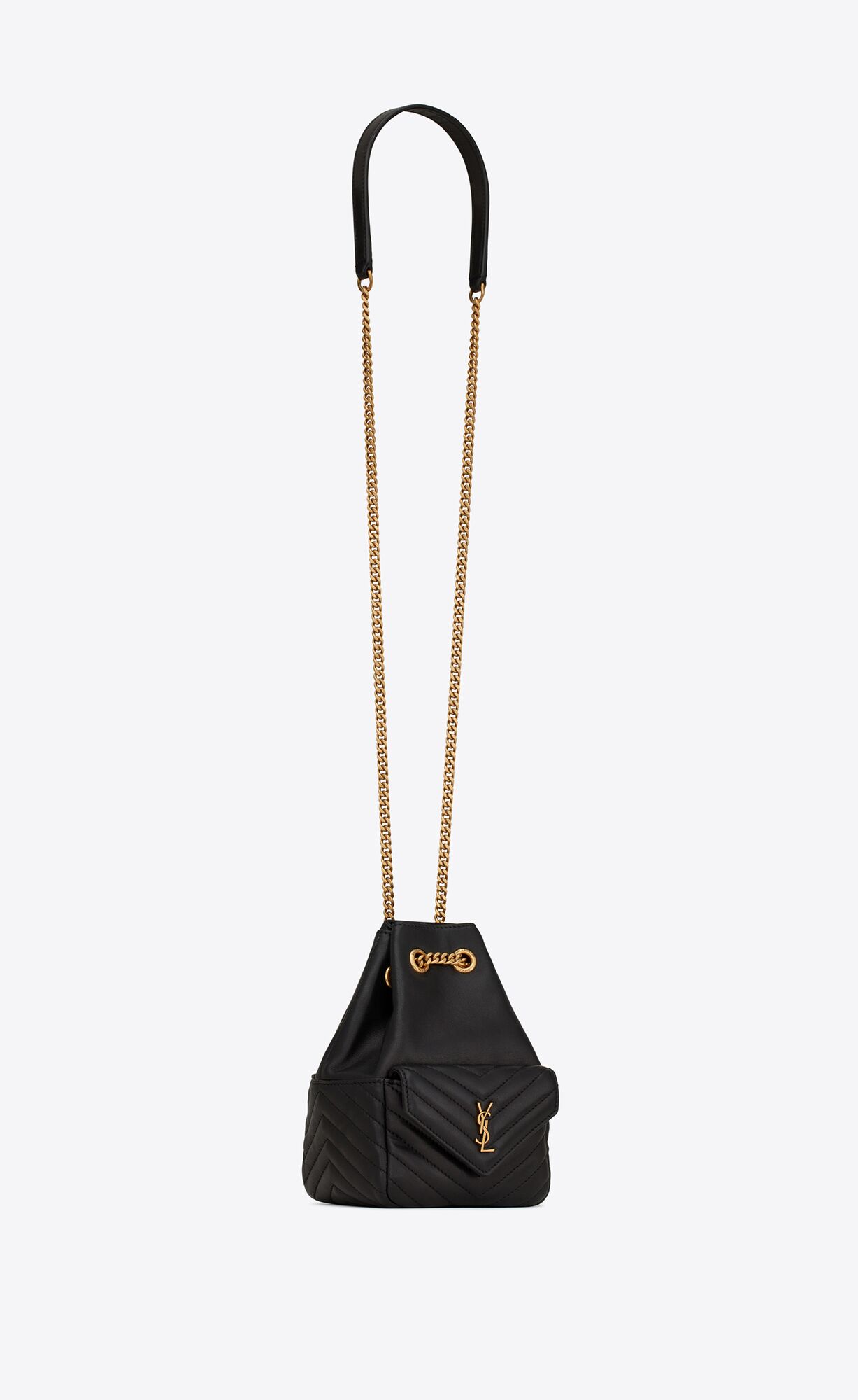 YSL Joe Mini Bucket Bag In Prešívané Lambskin Čierne | 35816-ZPRQ