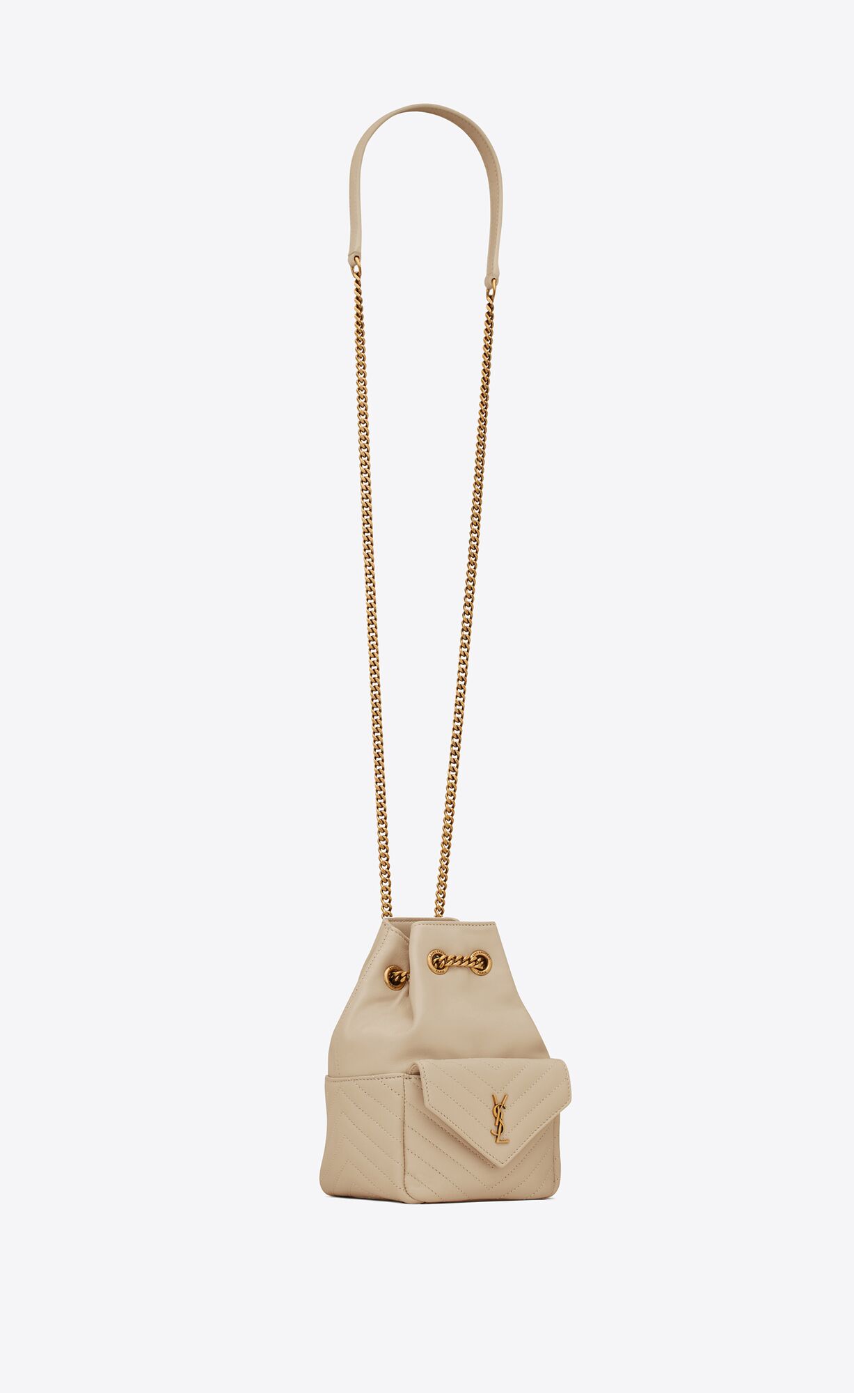 YSL Joe Mini Bucket Bag In Prešívané Lambskin Svetlo Modre | 80746-SDVC