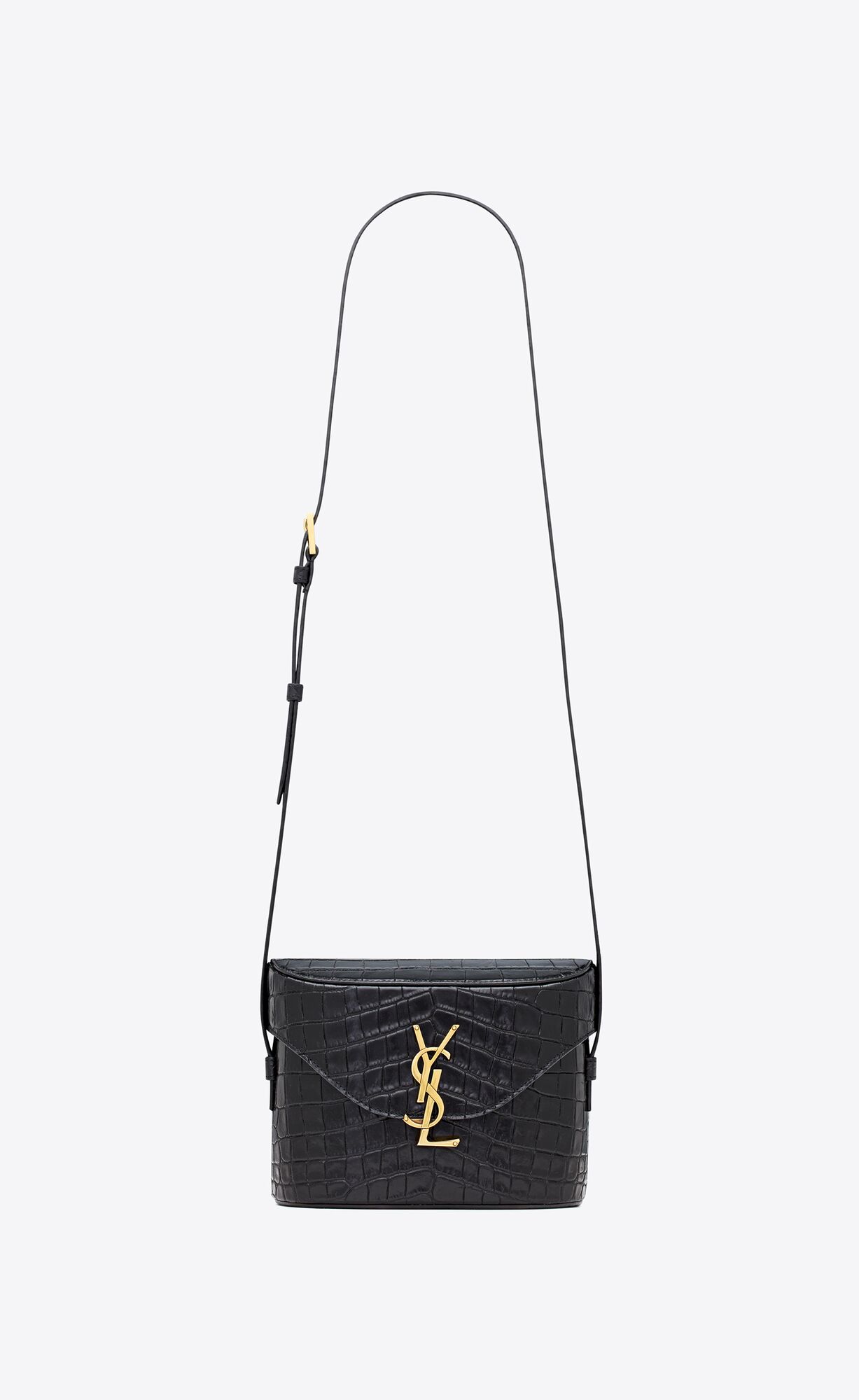 YSL June Box Bag In Crocodile-embossed Kozene Čierne | 47132-WSNA