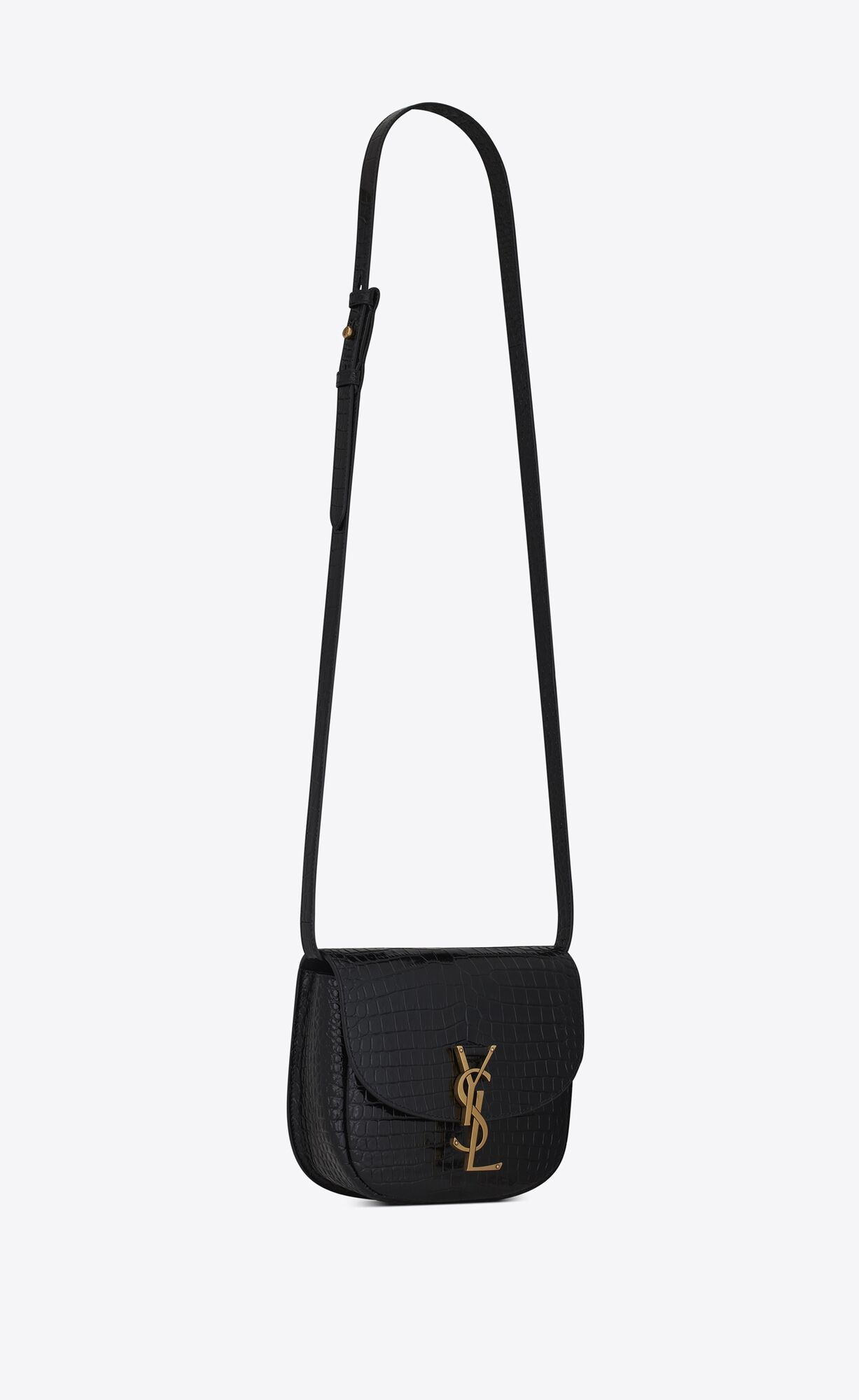 YSL Kaia Small Satchel In Shiny Crocodile-embossed Kozene Noir | 87153-UOER