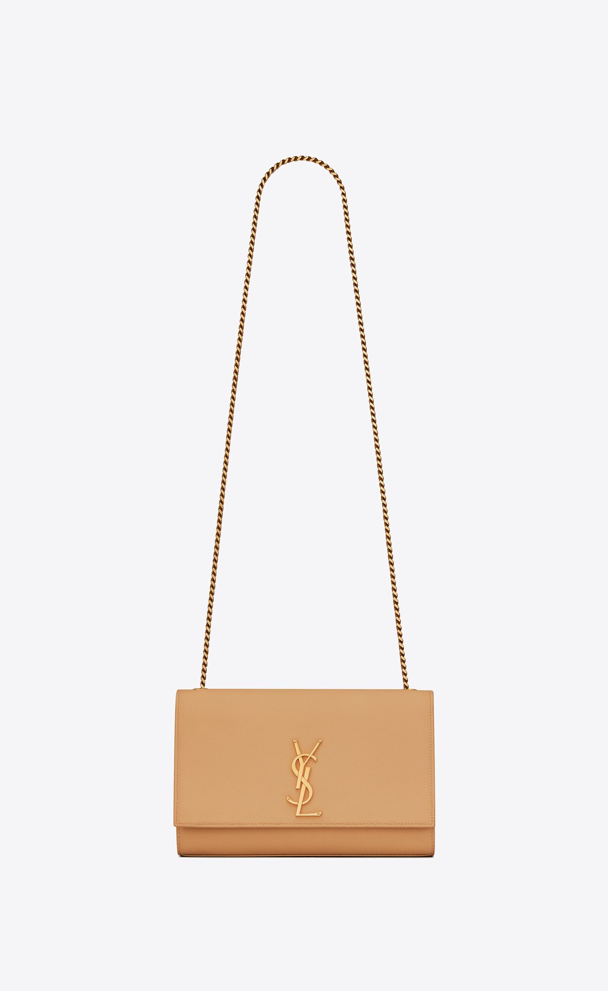 YSL Kate Medium Chain Bag In Grain De Poudre Embossed Kozene Tmavo Hnede | 81937-KNJG