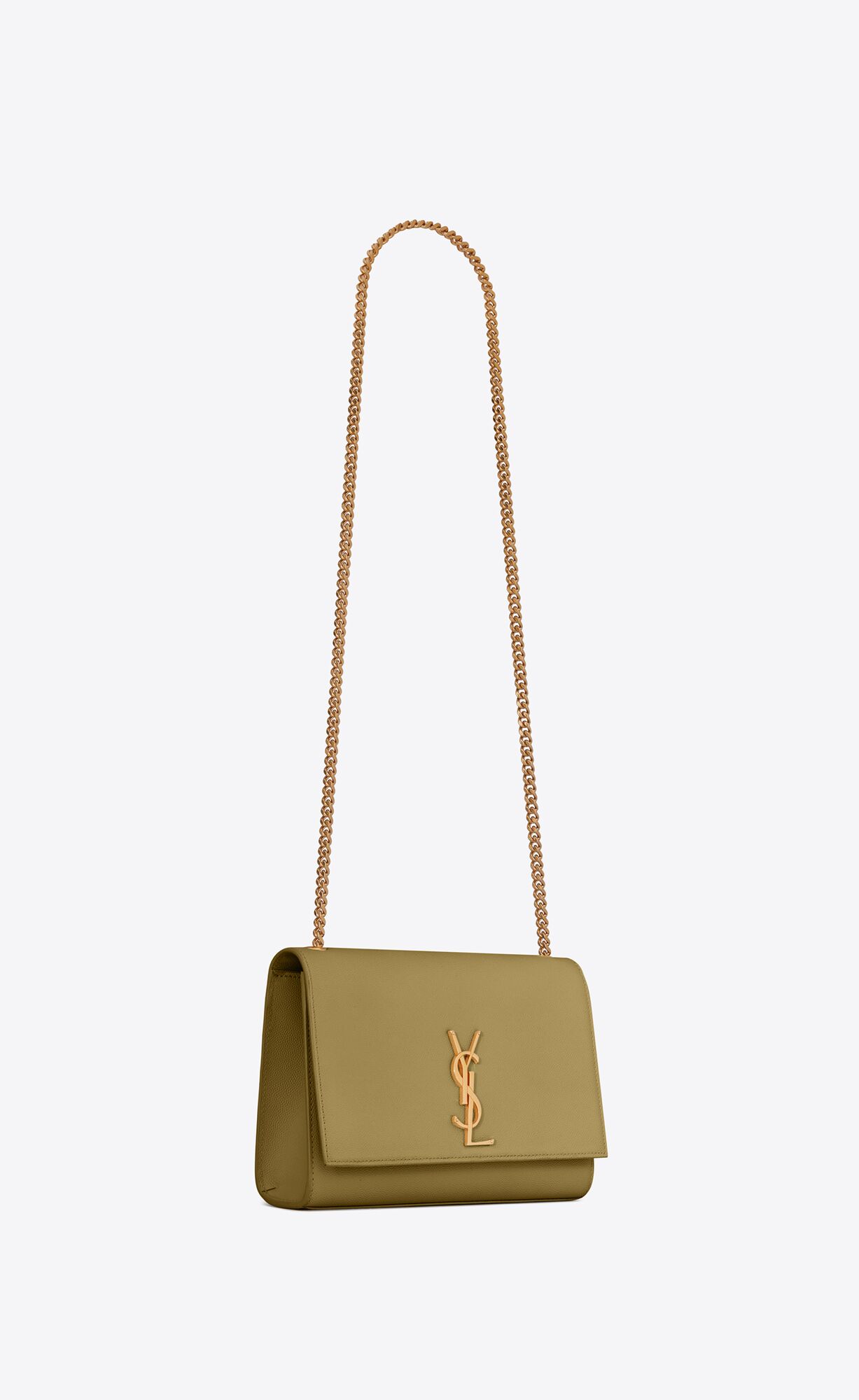 YSL Kate Medium Chain Bag In Grain De Poudre Embossed Kozene Zelene | 93605-DOEM