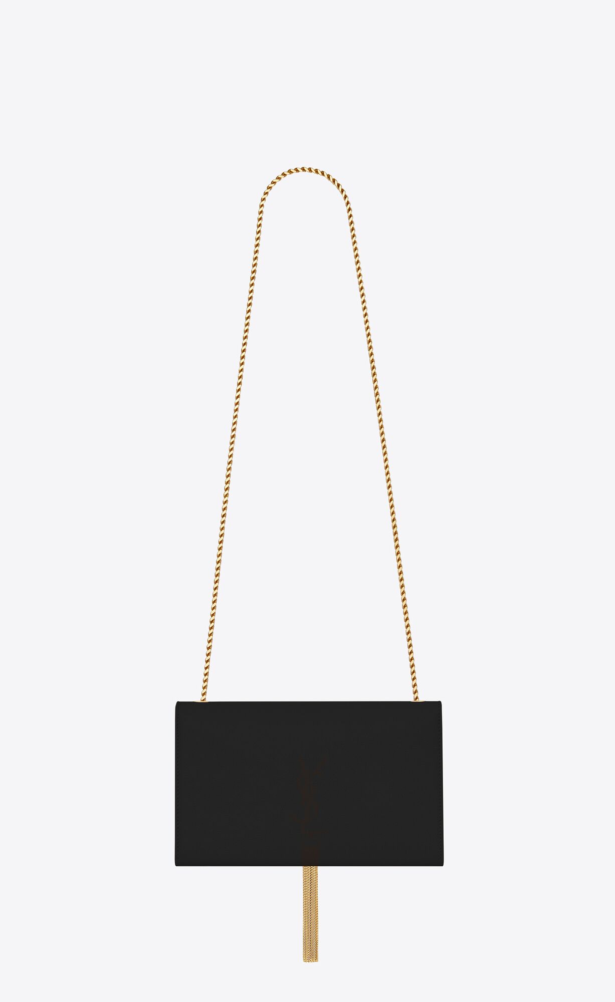 YSL Kate Medium Chain Bag With Tassel In Grain De Poudre Embossed Kozene Čierne | 23784-OMNB