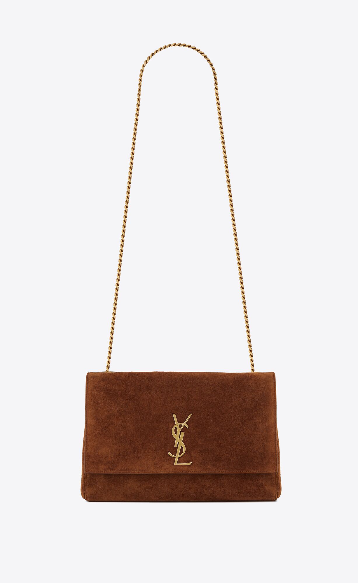 YSL Kate Medium Reversible Chain Bag In Semisove And Crocodile-embossed Kozene Siva Hnede | 02364-FBET