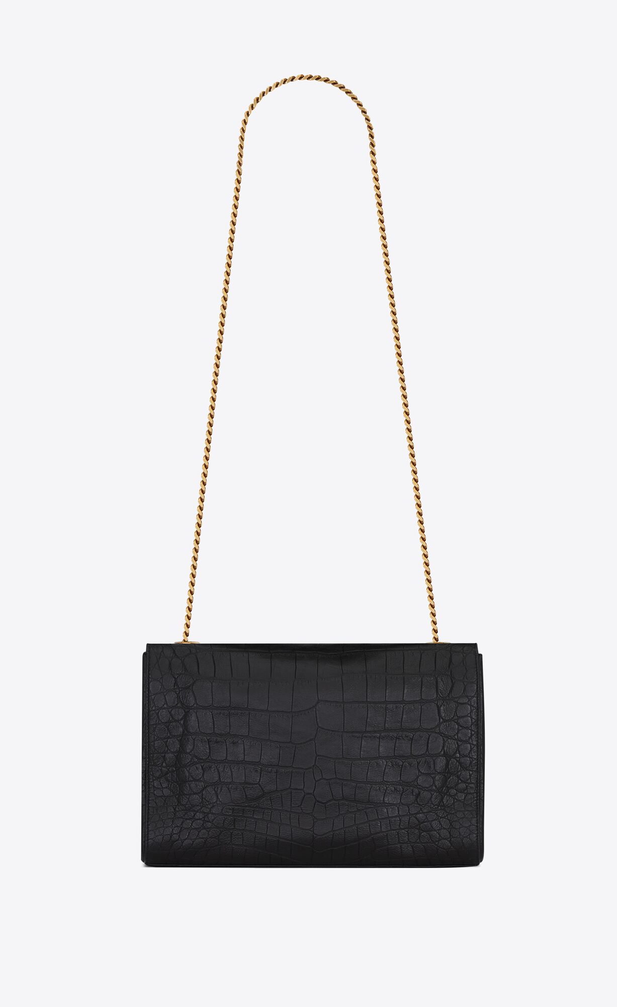 YSL Kate Medium Reversible Chain Bag In Semisove And Crocodile-embossed Kozene Siva Hnede | 02364-FBET