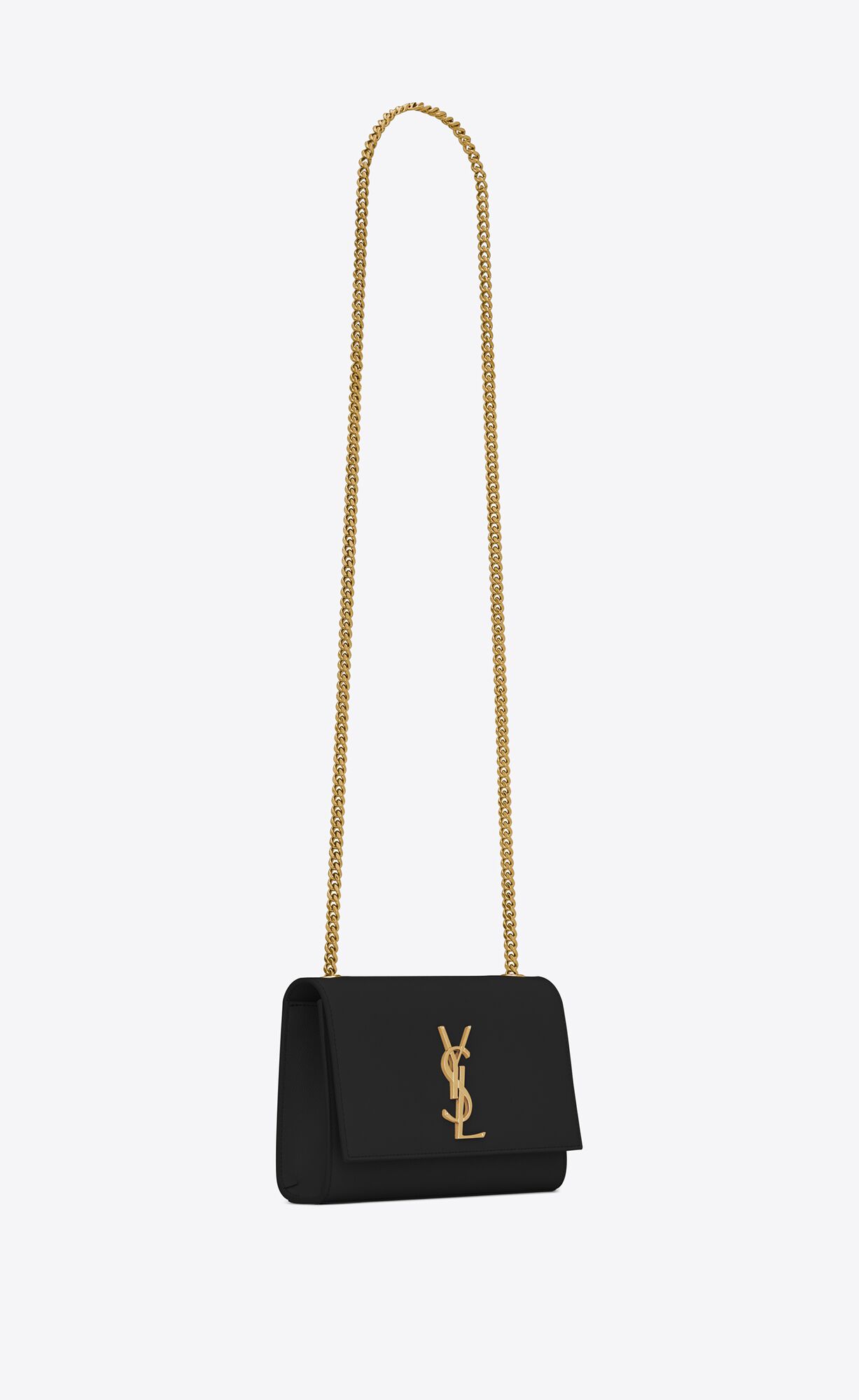 YSL Kate Small Chain Bag In Grain De Poudre Embossed Kozene Čierne | 74296-MKRL