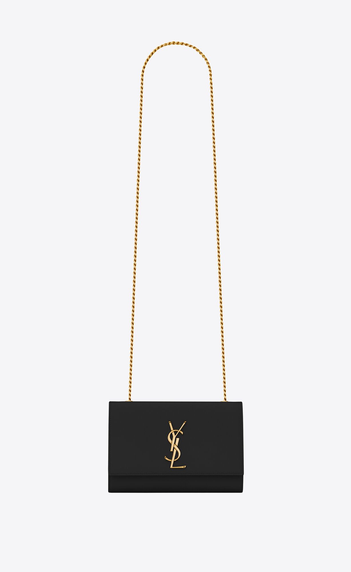 YSL Kate Small Chain Bag In Grain De Poudre Embossed Kozene Čierne | 74296-MKRL