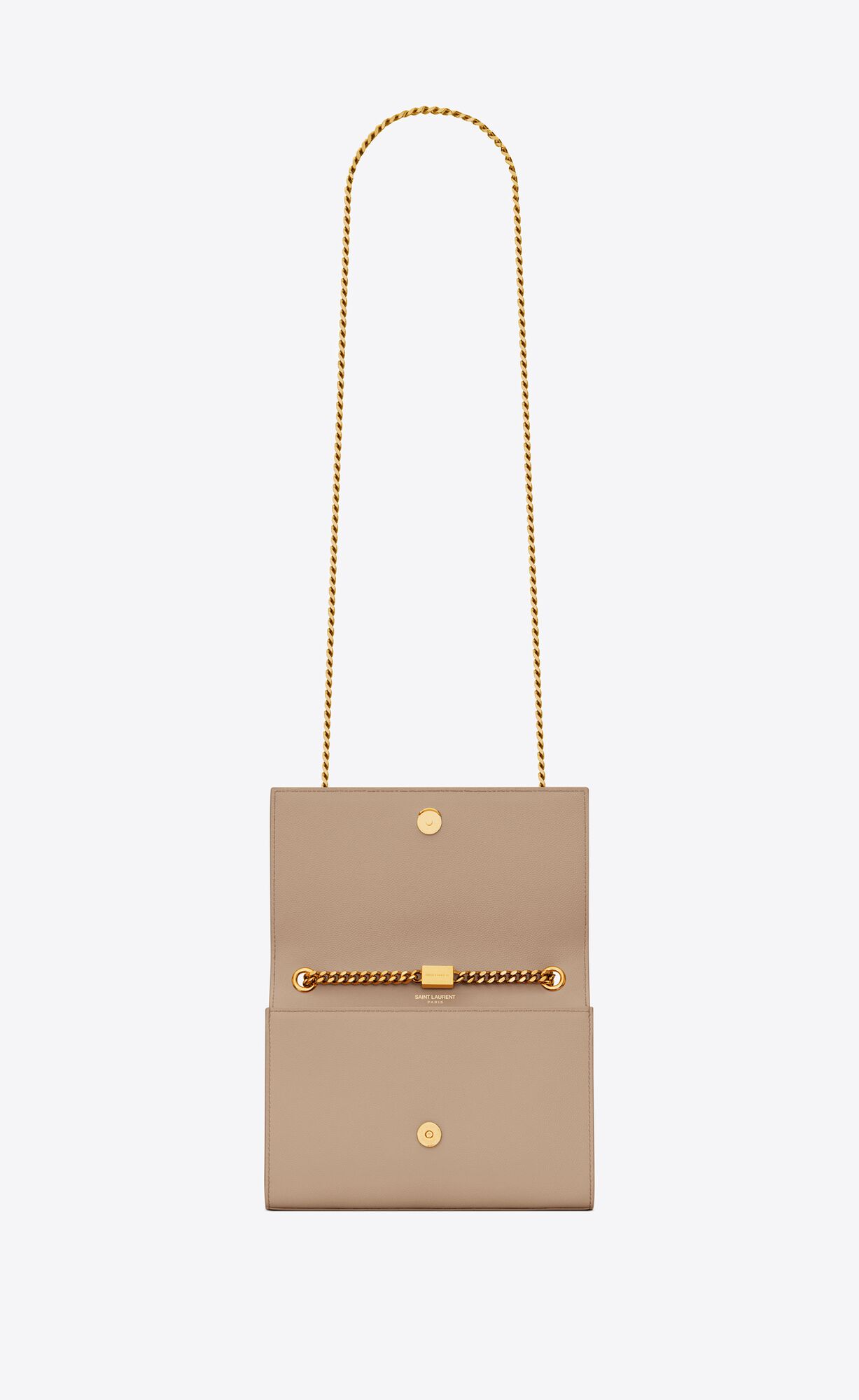 YSL Kate Small Chain Bag In Grain De Poudre Embossed Kozene Tmavo Béžové | 78305-WDAY