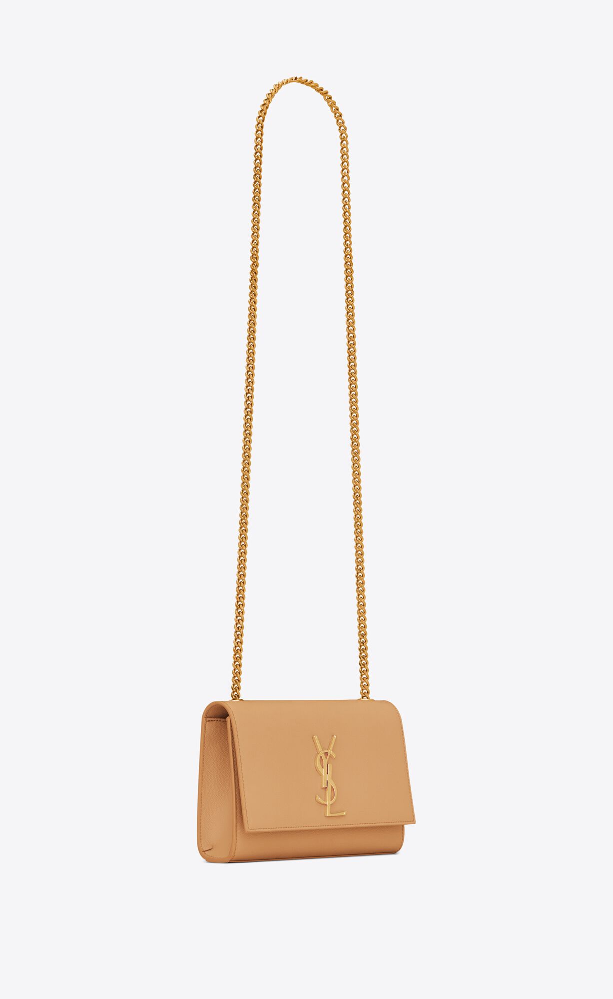 YSL Kate Small Chain Bag In Grain De Poudre Embossed Kozene Tmavo Hnede | 87209-JCRQ