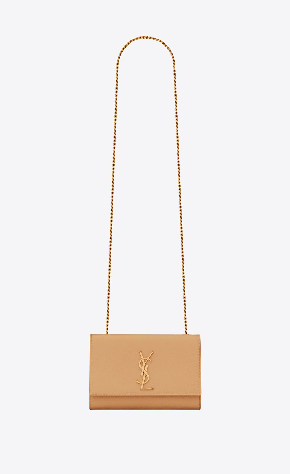 YSL Kate Small Chain Bag In Grain De Poudre Embossed Kozene Tmavo Hnede | 87209-JCRQ