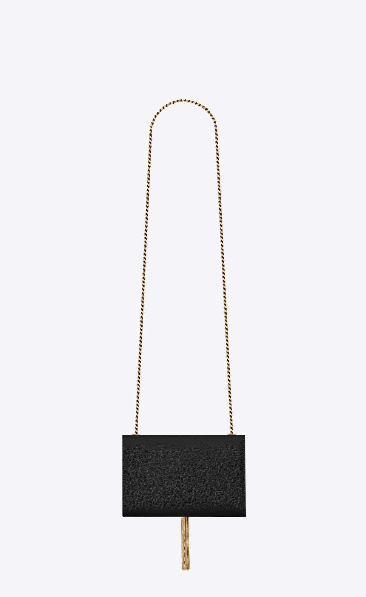 YSL Kate Small Chain Bag With Tassel In Grain De Poudre Embossed Kozene Čierne | 05831-TCXK