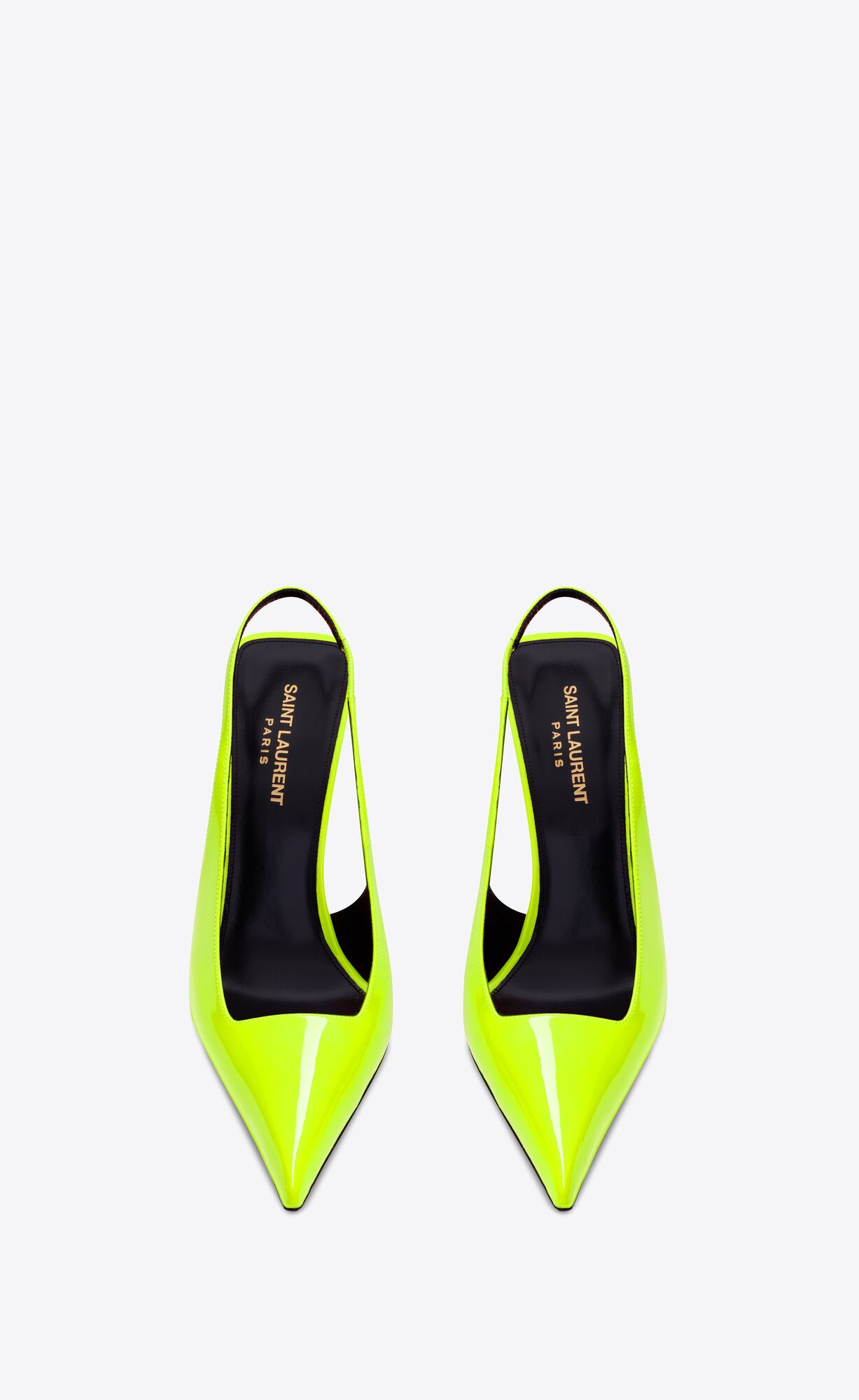 YSL Kiss Slingback Pumps In Lakovane Kozene Jaune Fluo | 83572-IGER