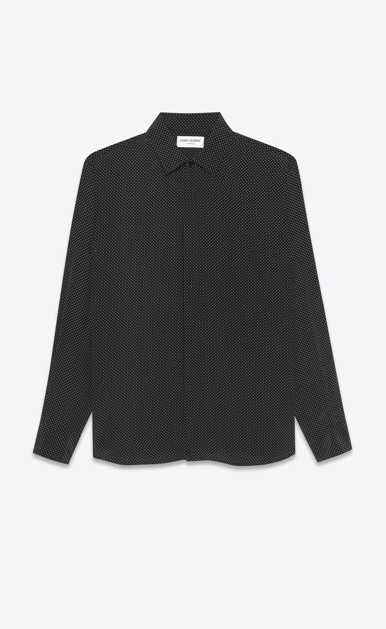 YSL Klasické Shirt In Dotted Crepe De Chine Čierne | 12537-ZRAY