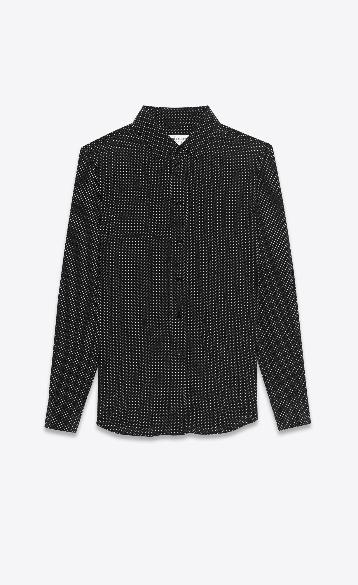 YSL Klasické Shirt In Dotted Silk Čierne | 61985-OZPI