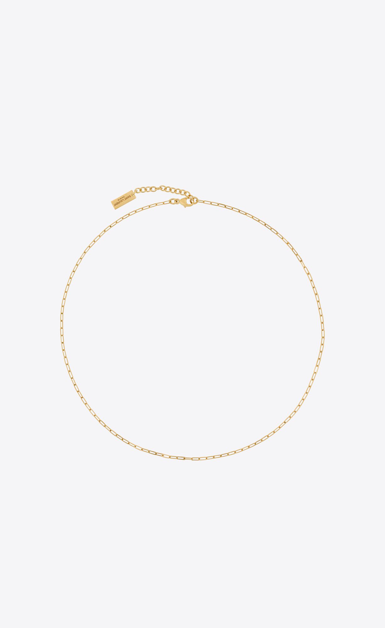 YSL Kratke Rectangular Chain Necklace In Metal Zlate | 67104-DBJH