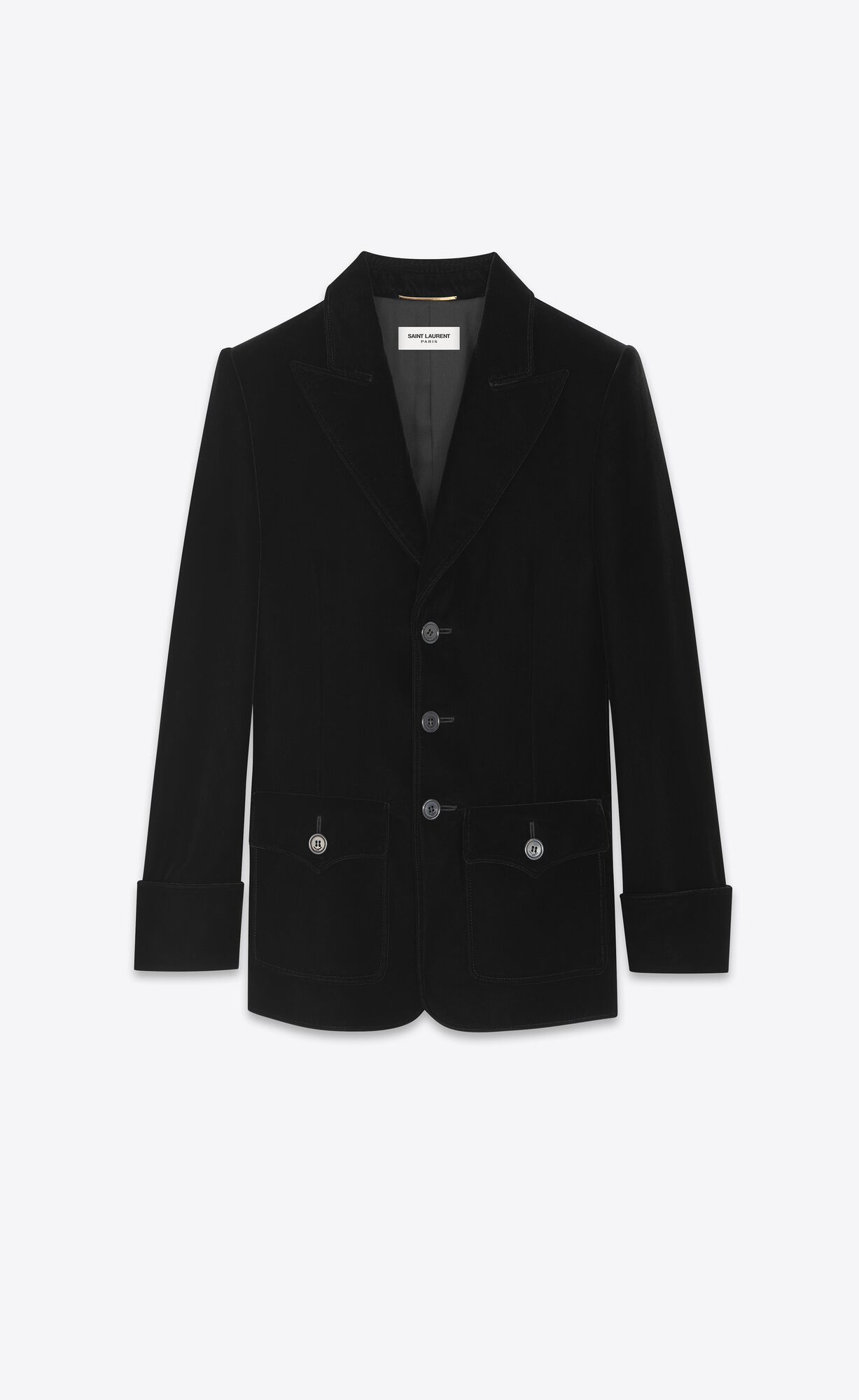 YSL Kratke Single-breasted Jacket In Cupro Velvet Čierne | 69753-XBMA