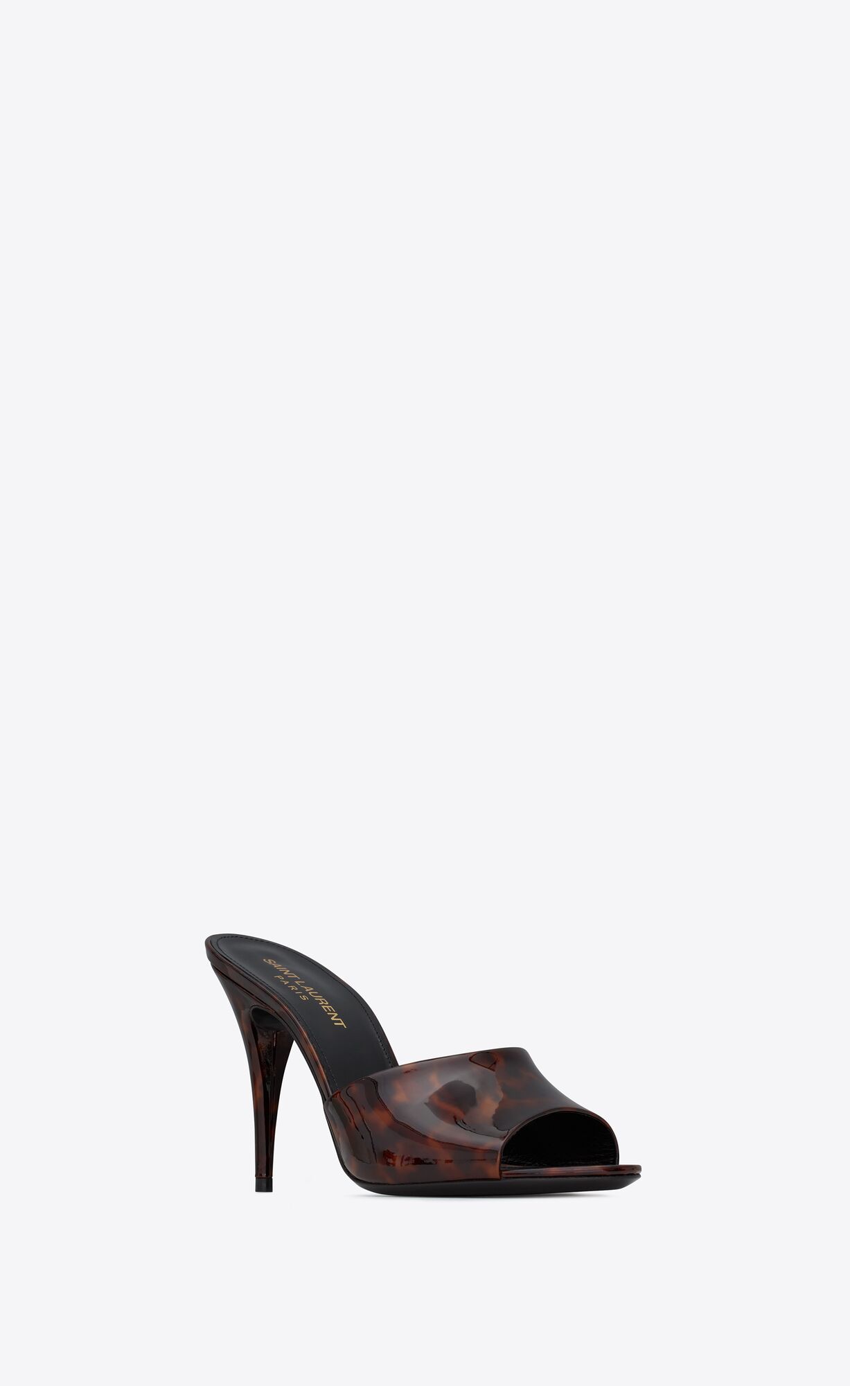 YSL La 16 Mules In Tortoiseshell Lakovane Kozene Naturel | 48362-JSIE