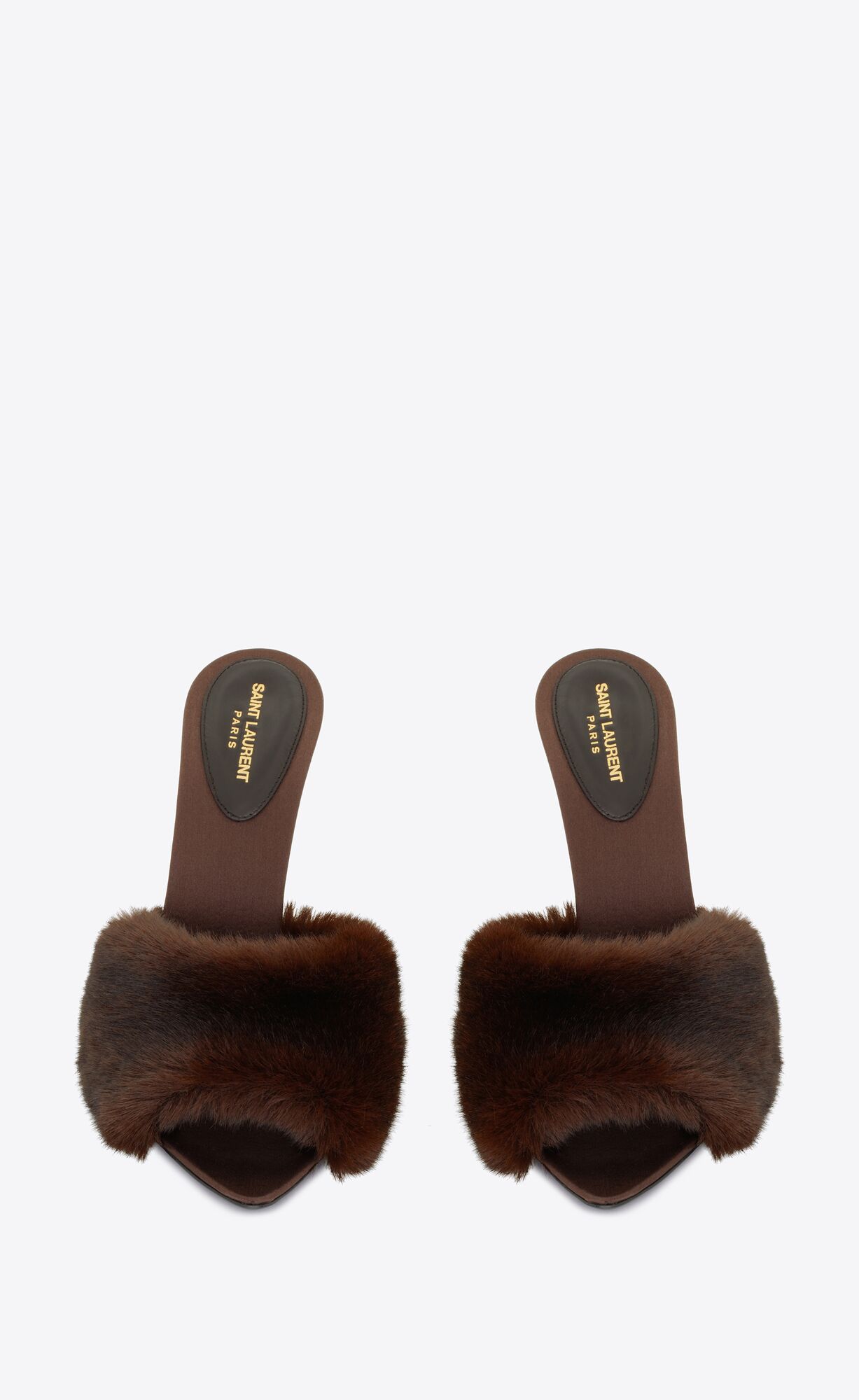 YSL La 16 Na Podpatku Mules In Animal Free-fur And Smooth Kozene Tmavo Čokoláda | 74091-XVQC