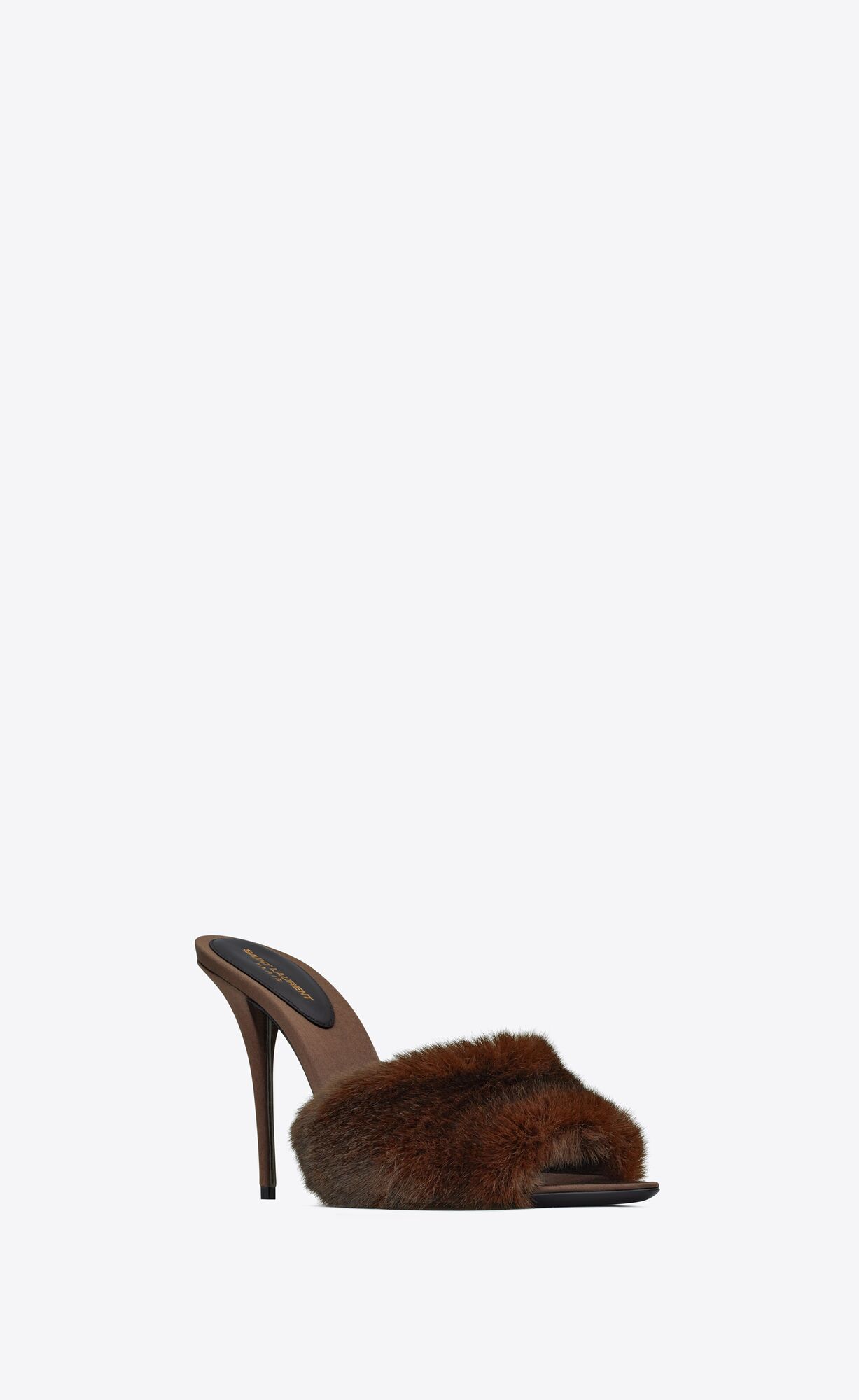 YSL La 16 Na Podpatku Mules In Animal Free-fur And Smooth Kozene Tmavo Čokoláda | 74091-XVQC