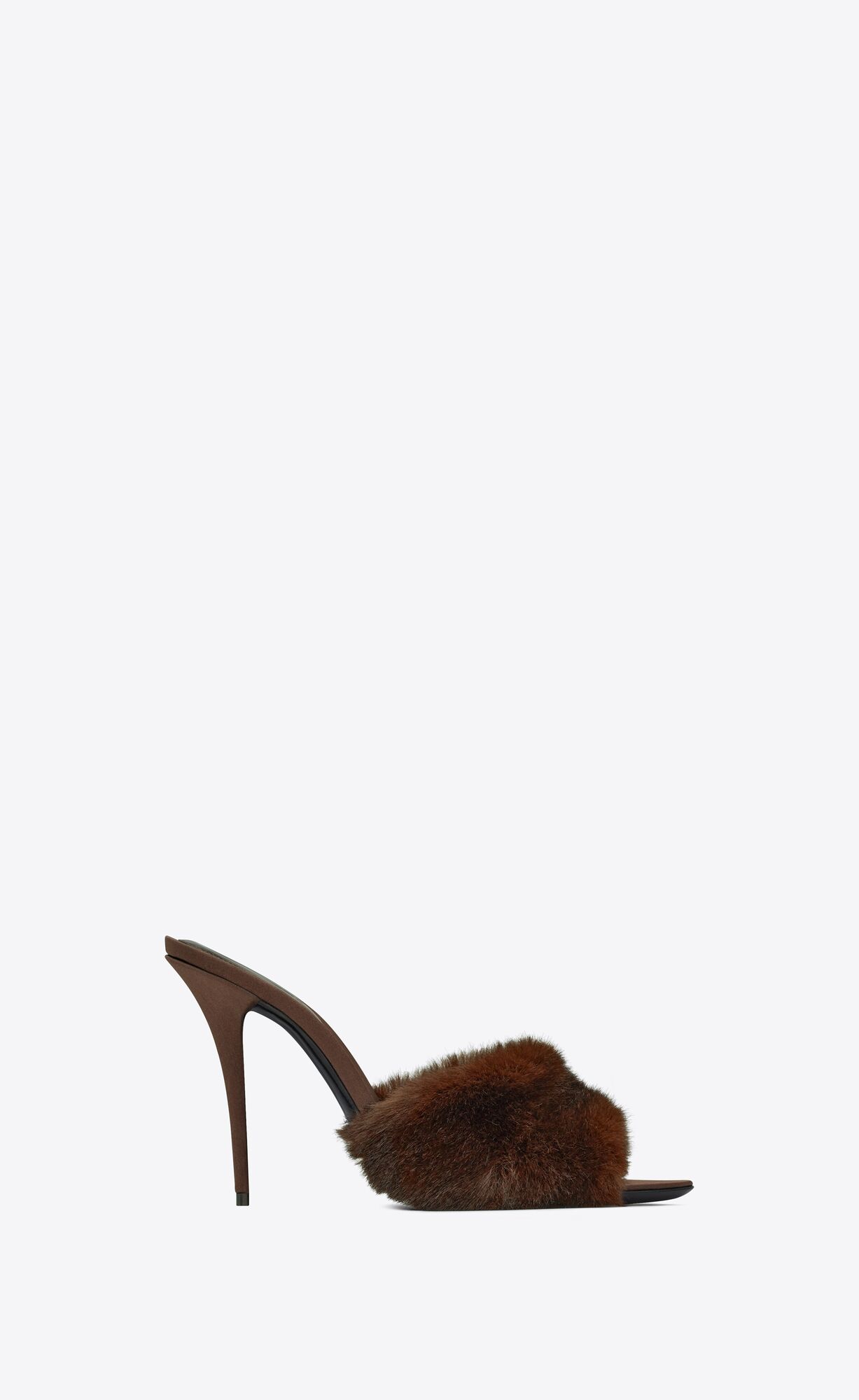 YSL La 16 Na Podpatku Mules In Animal Free-fur And Smooth Kozene Tmavo Čokoláda | 74091-XVQC